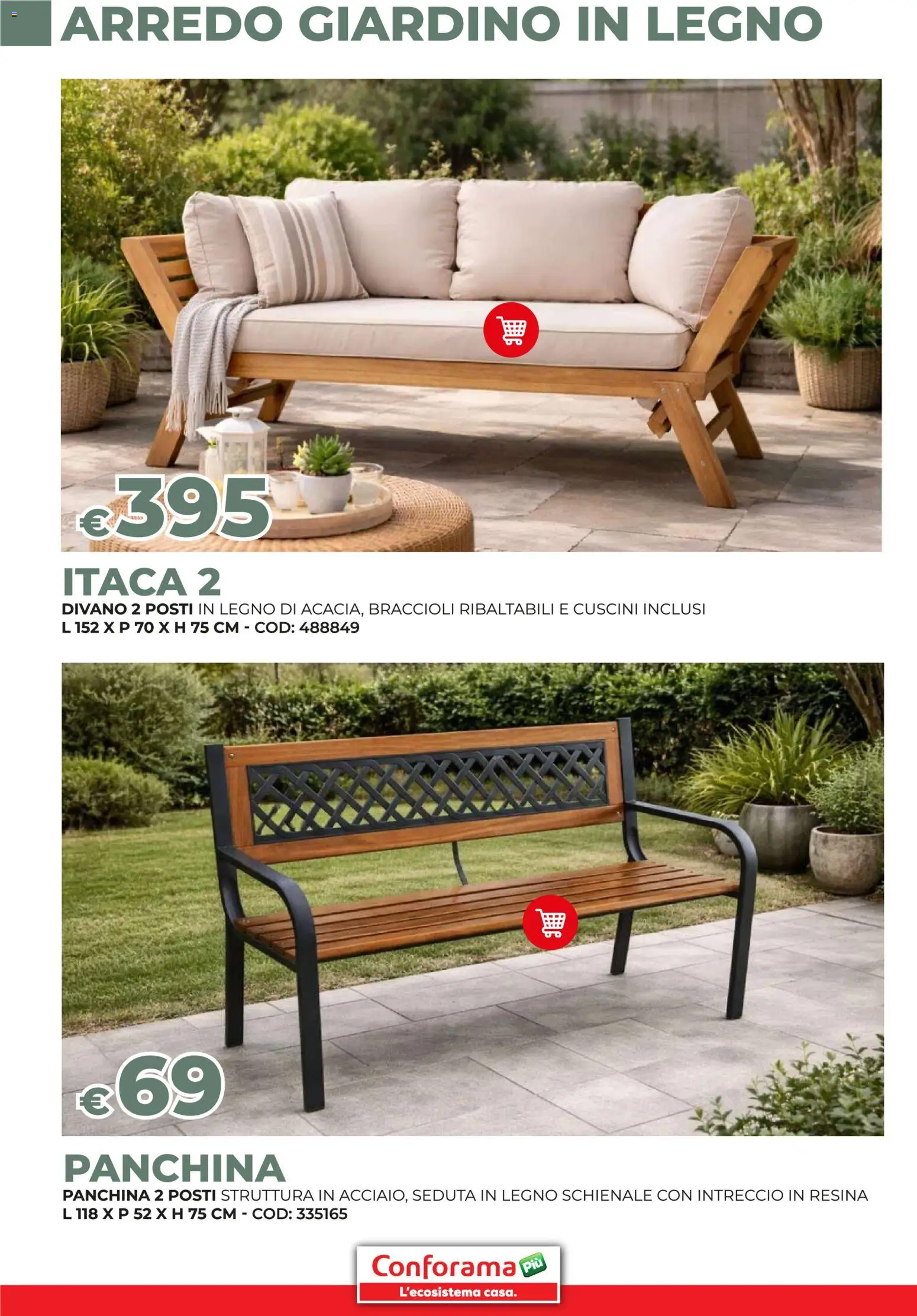 Volantino Conforama del 19.03.2026 | Pagina: 46 | Prodotti: Braccioli, Panchina, Divano