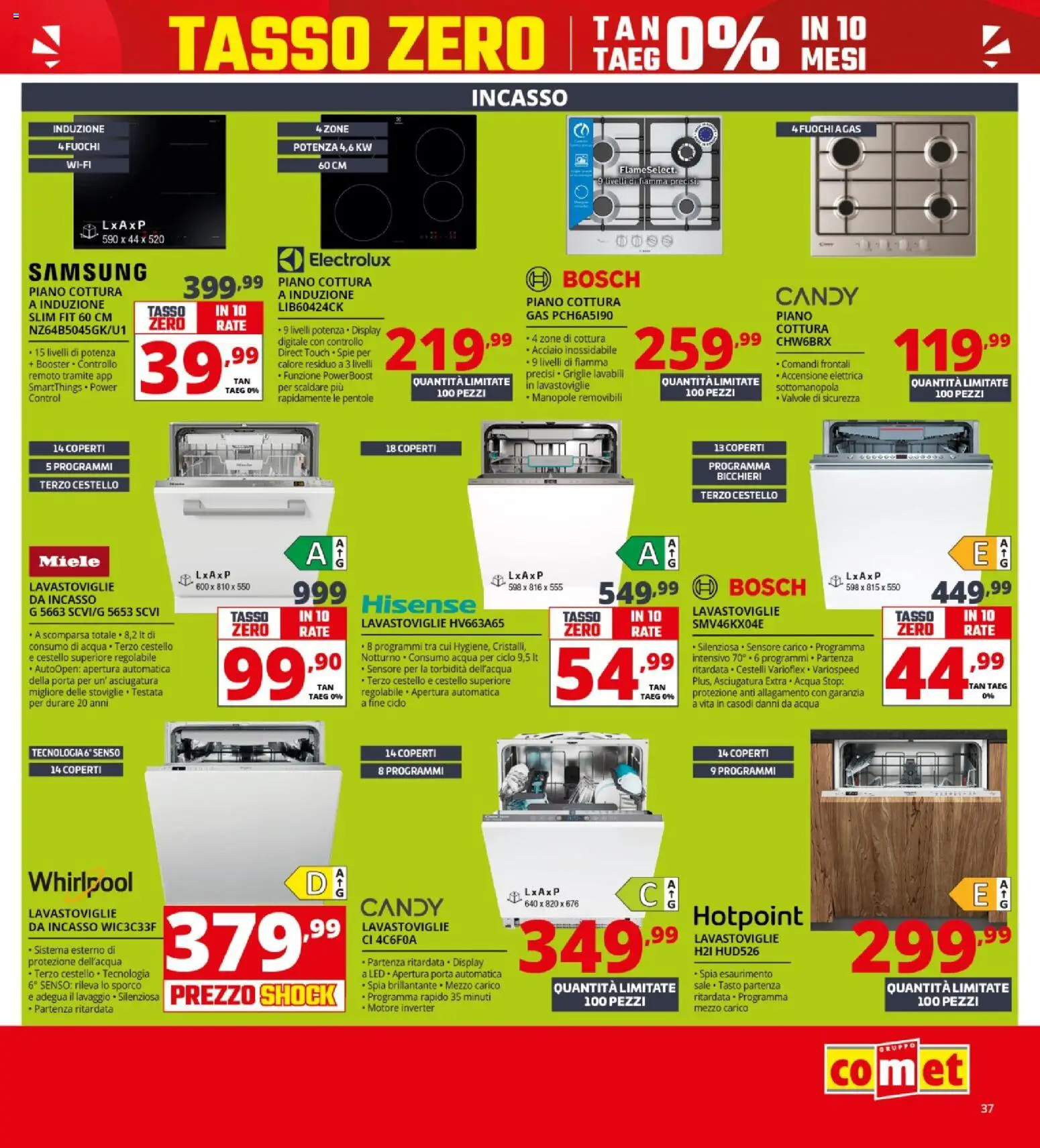 Volantino Comet del 23.04.2026 | Pagina: 37 | Prodotti: Acqua, Sale, Piano cottura, Lavastoviglie