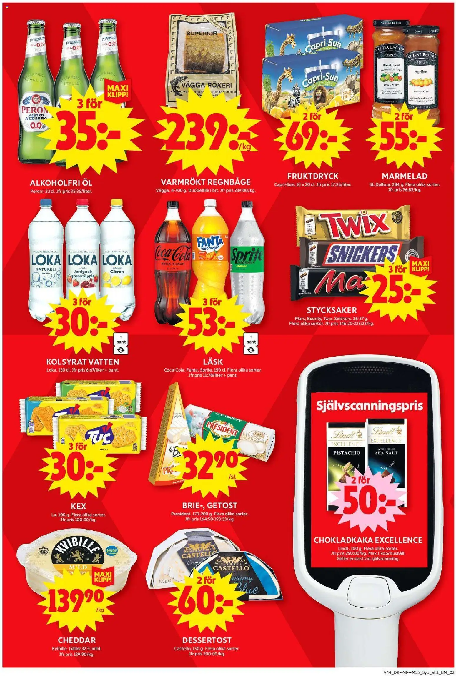 ICA Maxi reklamblad aktuell från 27.10.2025 | Sida: 5 | Produkter: Chokladkaka, Coca cola zero, Getost, Sprite