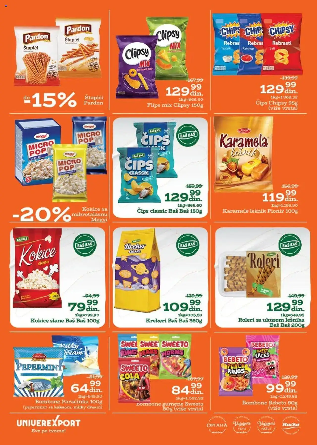 Univerexport katalog - važi od 04.08.2025 | Strana: 20 | Proizvode: Bombone, Roleri, Lešnik, Vino