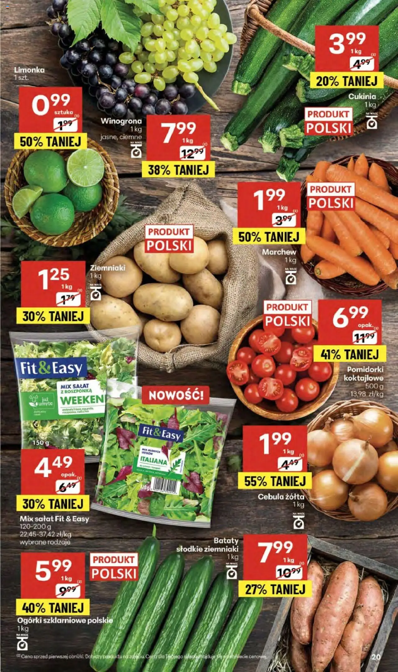 Delikatesy Centrum Gazetka od 11.09.2025 | Strona: 20 | Produkty: Limonka, Cukinia, Bataty, Ziemniaki