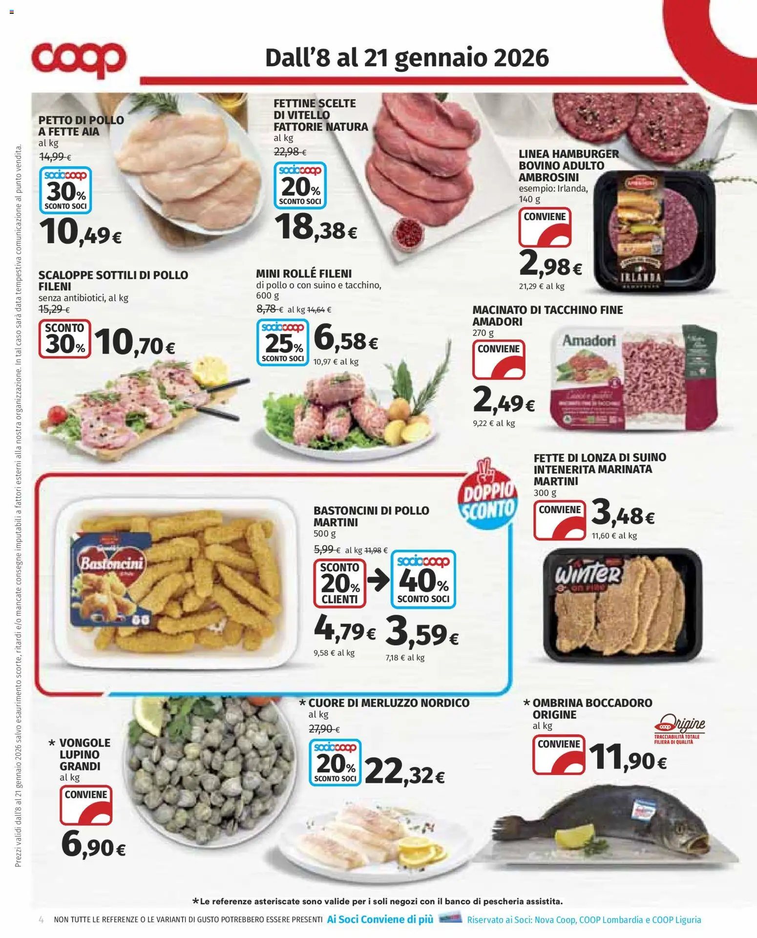 Volantino COOP del 08.01.2026 | Pagina: 4 | Prodotti: Pollo, Suino, Tacchino, Macinato