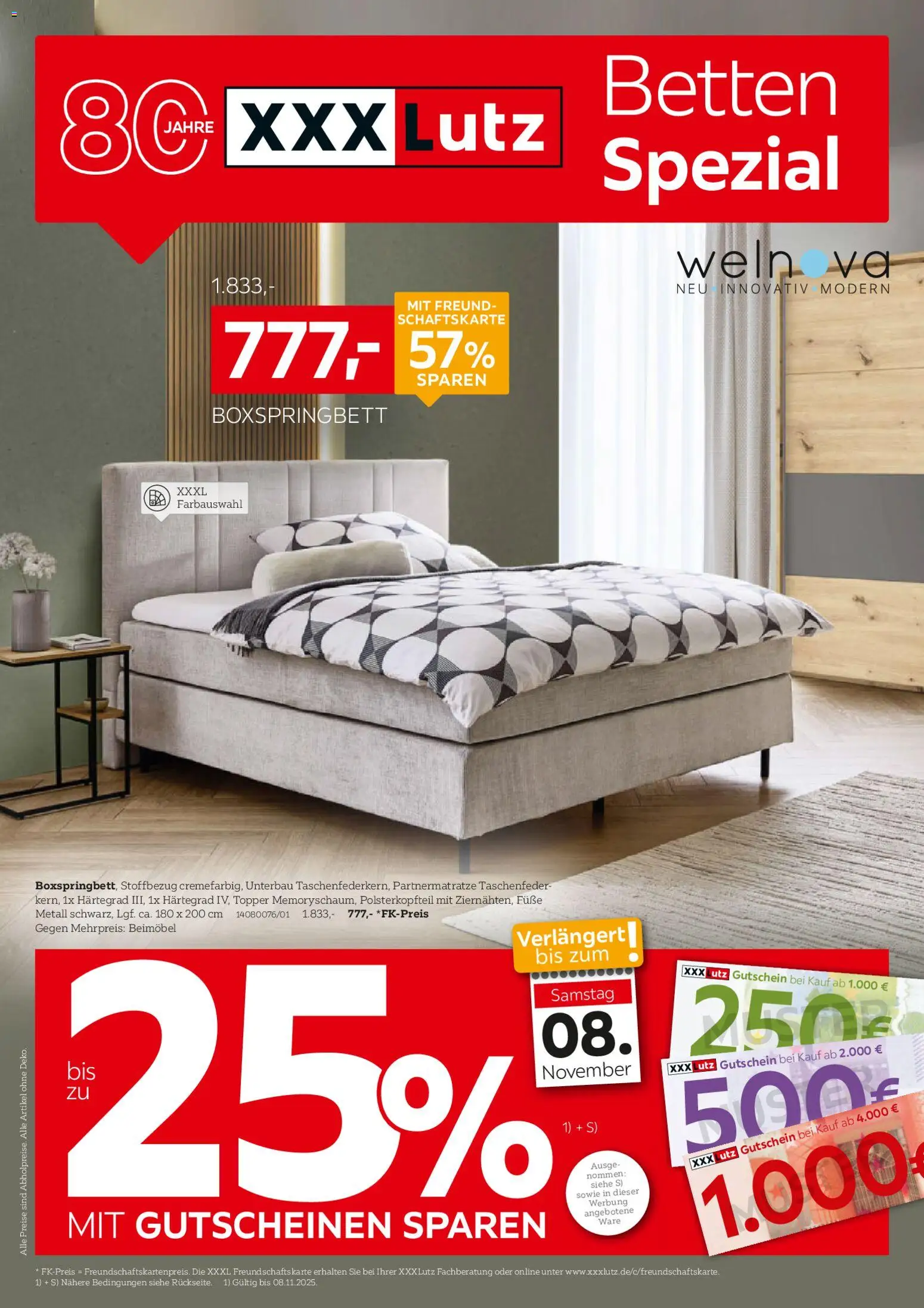 XXXL Lutz Betten Spezial – gültig ab 02.11.2025 | Seite: 1 | Produkte: Boxspringbett, Topper