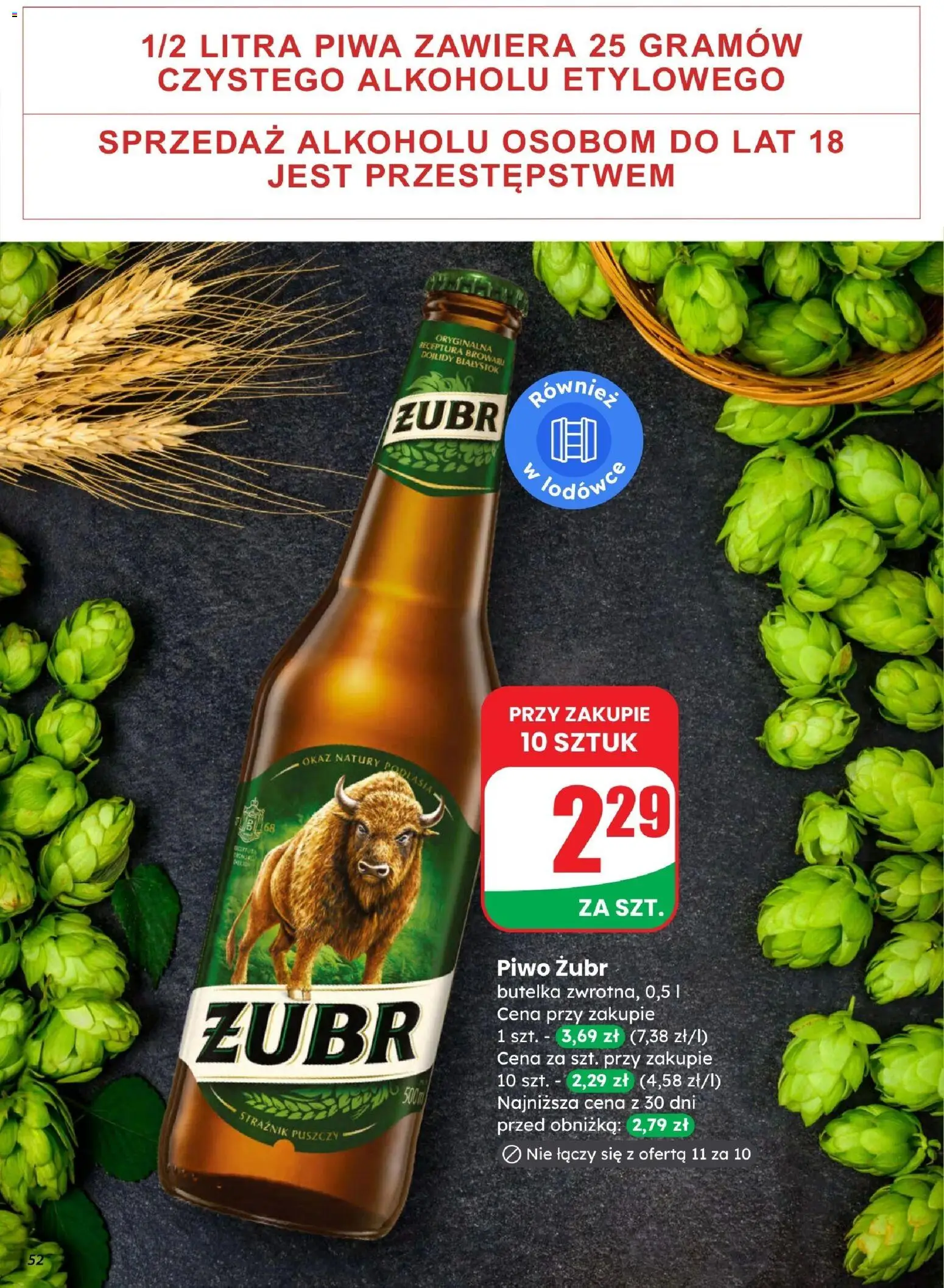 Dino gazetka od 25.03.2026 | Strona: 52 | Produkty: Piwo żubr, Por, Piwo