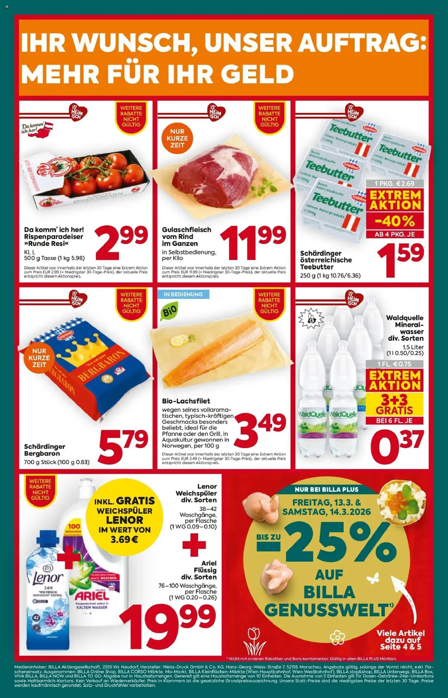 Billa Plus Flugblatt - Niederösterreich gültig ab 12.03.2026 | Seite: 16 | Produkte: Wasser, Weichspüler