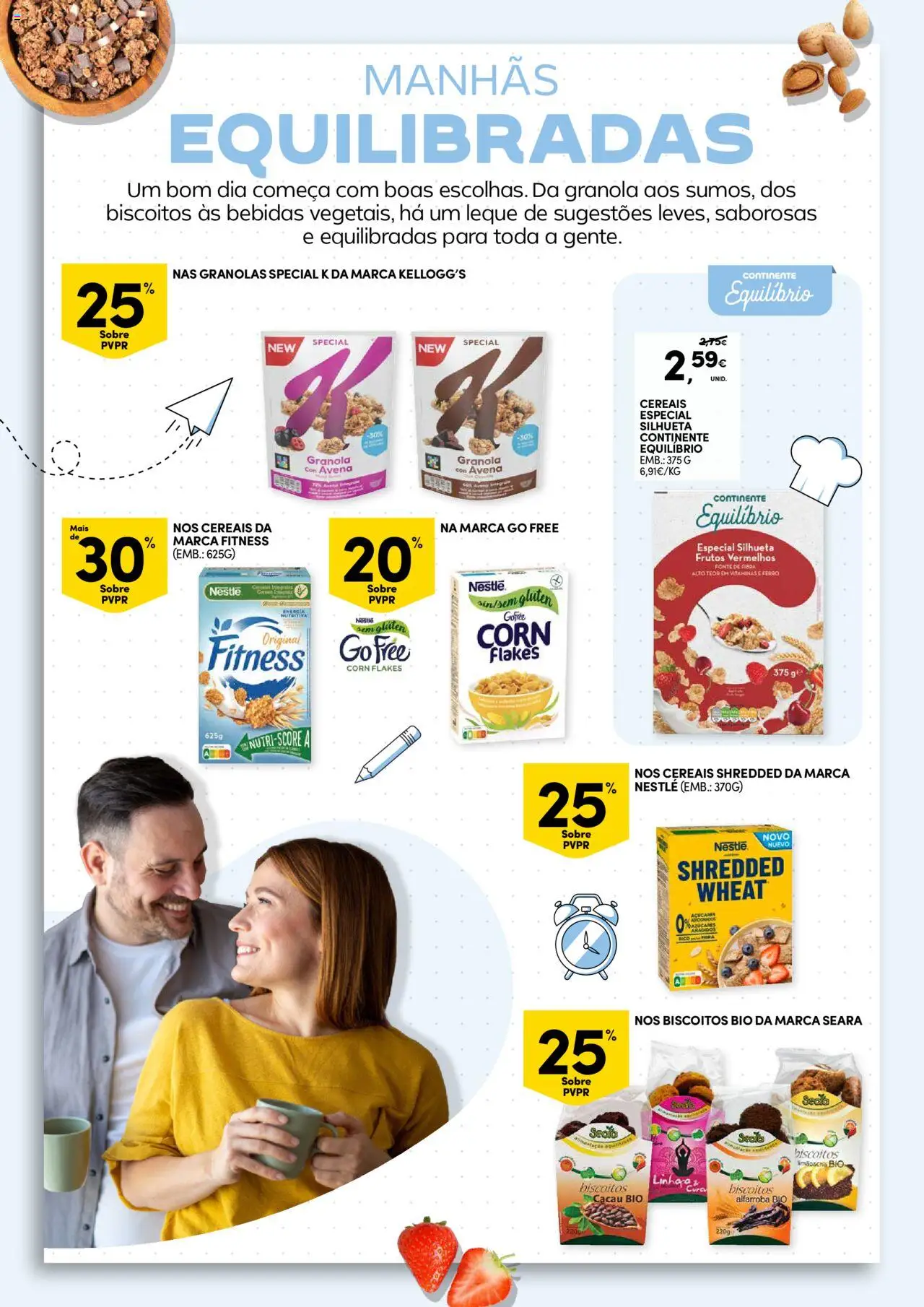 Continente Pequeno Almoço: Regressamos com energia │ válido de 19.08.2025 | Página: 14 | Produtos: Ferro, Granola, Nestlé, Cereais