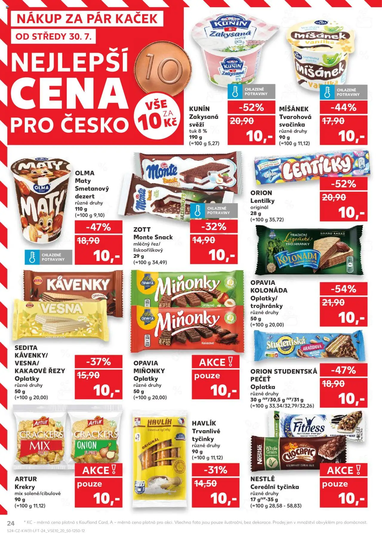 Kaufland leták - Liberec od 30.07.2025 | Strana: 24 | Produkty: Studentská pečeť, Potraviny, Oplatky, Lentilky