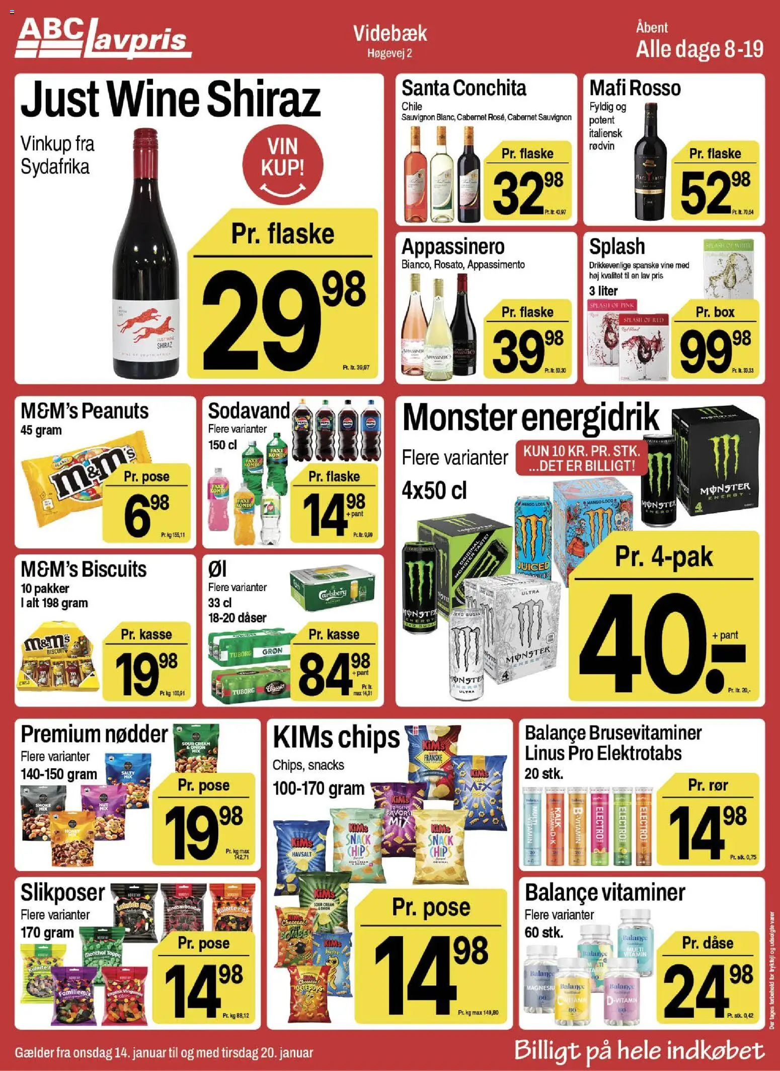 Abc Lavpris tilbudsavis – gyldig fra 14.01.2026 | Side: 8 | Produkter: Chips, Nødder, Peanuts, Toppe