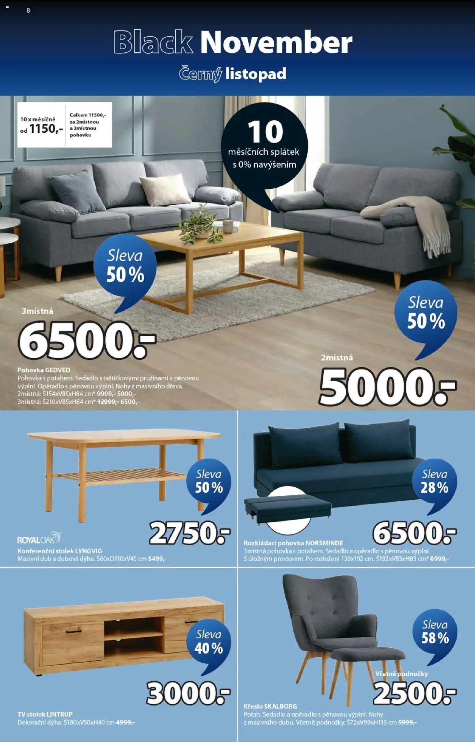 JYSK Black Friday od 03.11.2025 | Strana: 8 | Produkty: Rozkládací pohovka, Tv, Konferenční stolek, Stolek