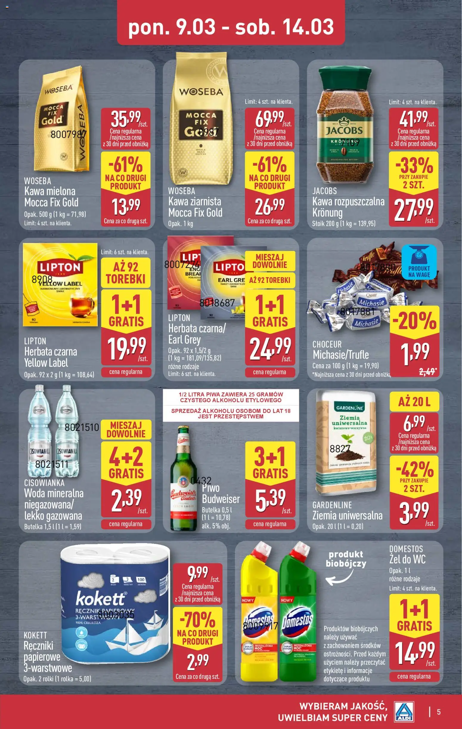 Aldi Polsko leták - Oferta weekendowa od 12.03.2026 | Strana: 5 | Produkty: Jacobs, Domestos, Wc