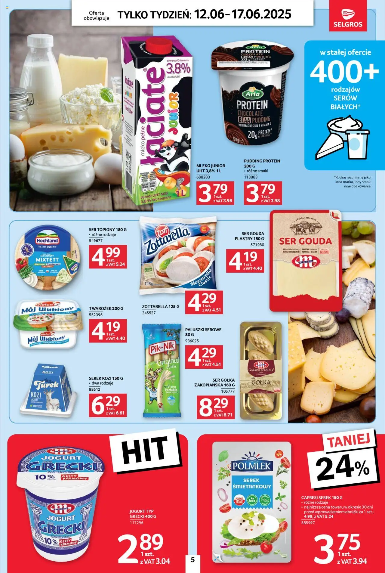 Selgros cash&carry Gazetka - Jeszcze więcej super promocji od 12.06.2025 | Strona: 5 | Produkty: Ser topiony, Serek, Jogurt, Ser gouda