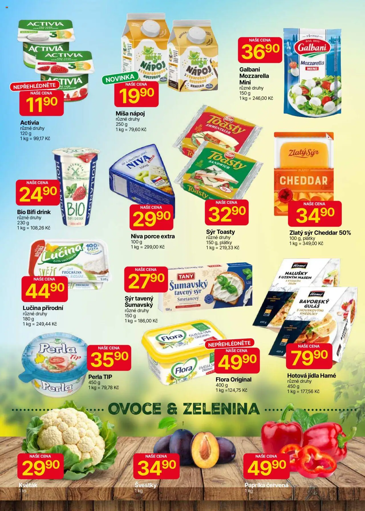 Hruška leták od 19.08.2025 | Strana: 3 | Produkty: Tavený sýr, Švestky, Květák, Flora