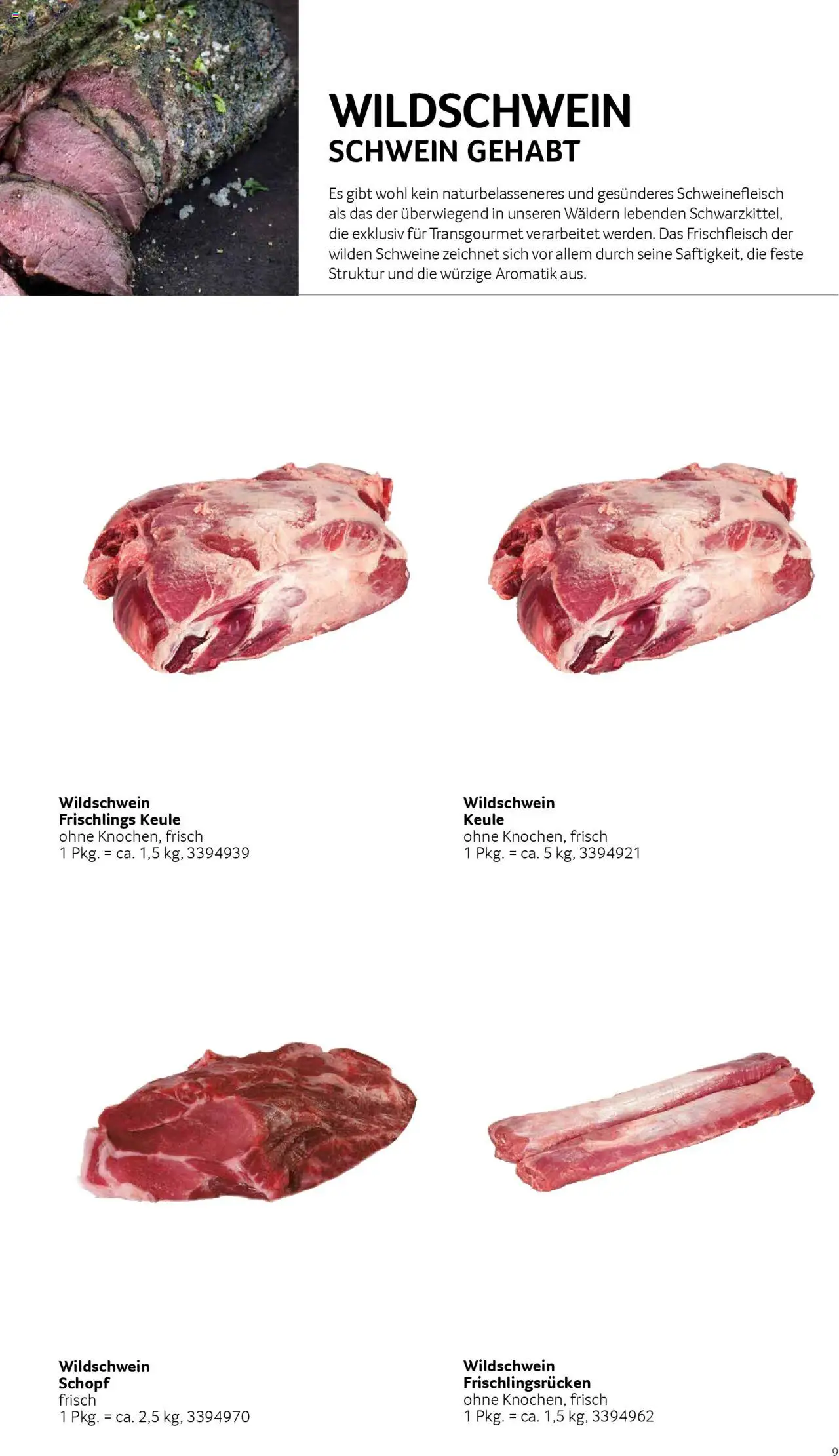 Transgourmet Highlight-Folder Wild gültig ab 26.08.2024 | Seite: 9 | Produkte: Schweinefleisch