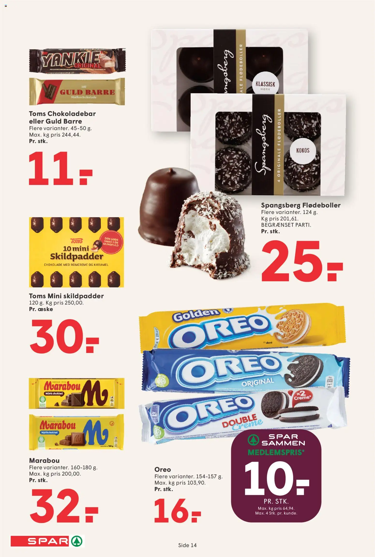 Spar tilbudsavis – gyldig fra 16.01.2026 | Side: 14 | Produkter: Creme, Chokolade, Flødeboller, Oreo