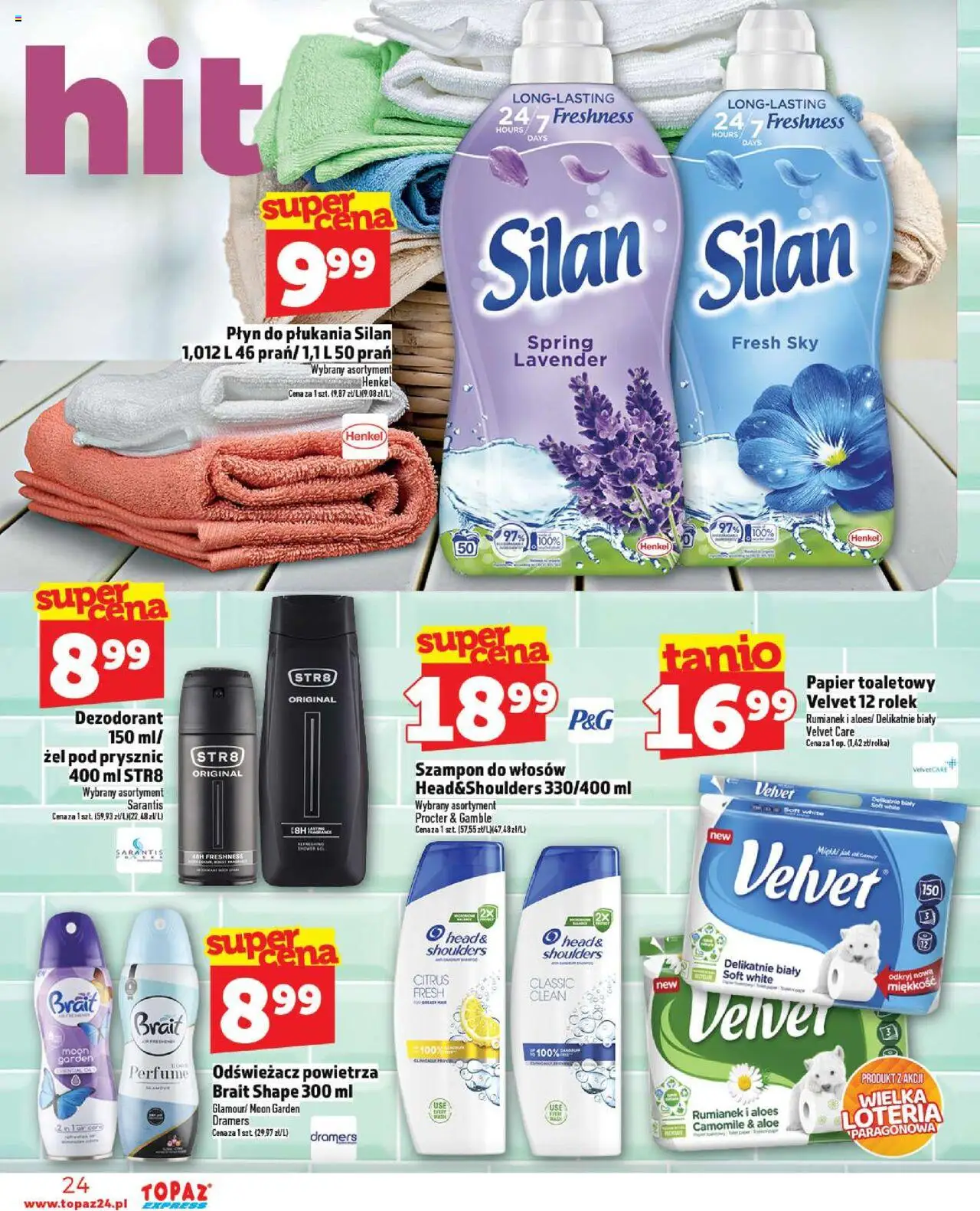 Topaz Gazetka - Express od 18.09.2025 | Strona: 24 | Produkty: Papier toaletowy, Odświeżacz powietrza, Prysznic, Żel pod prysznic