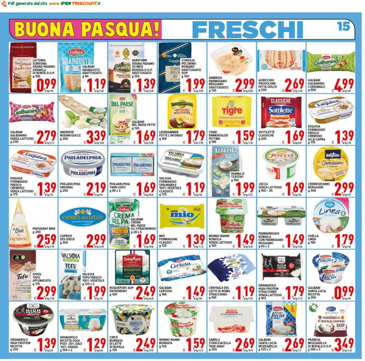Volantino Ipertriscount del 27.03.2026 | Pagina: 15 | Prodotti: Sale, Tofu, Parmigiano, Pecorino