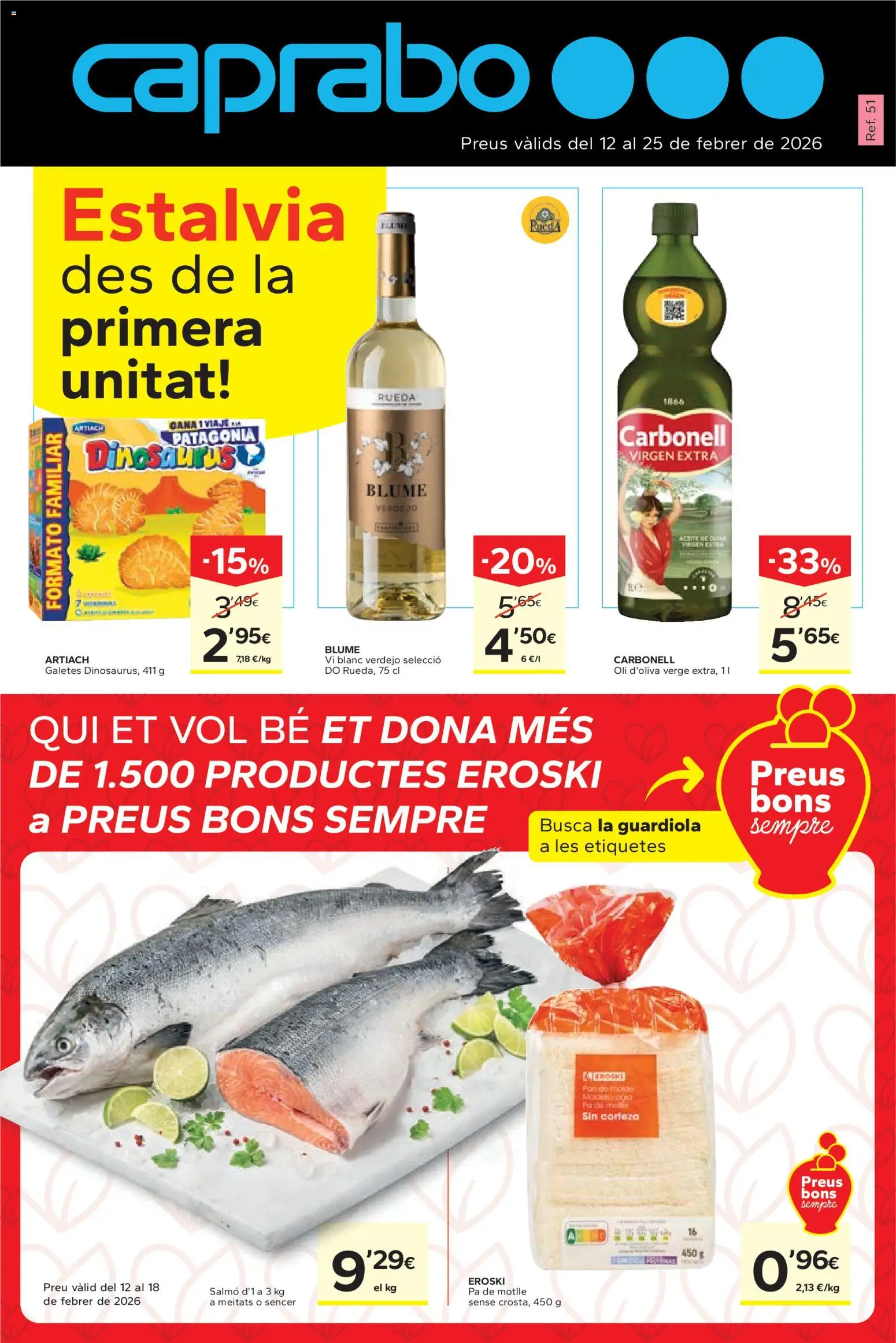 Caprabo - Estalvia des de la primera unitat │ válido desde el 12.02.2026 | Página: 1 | Productos: Pan, Pan de molde