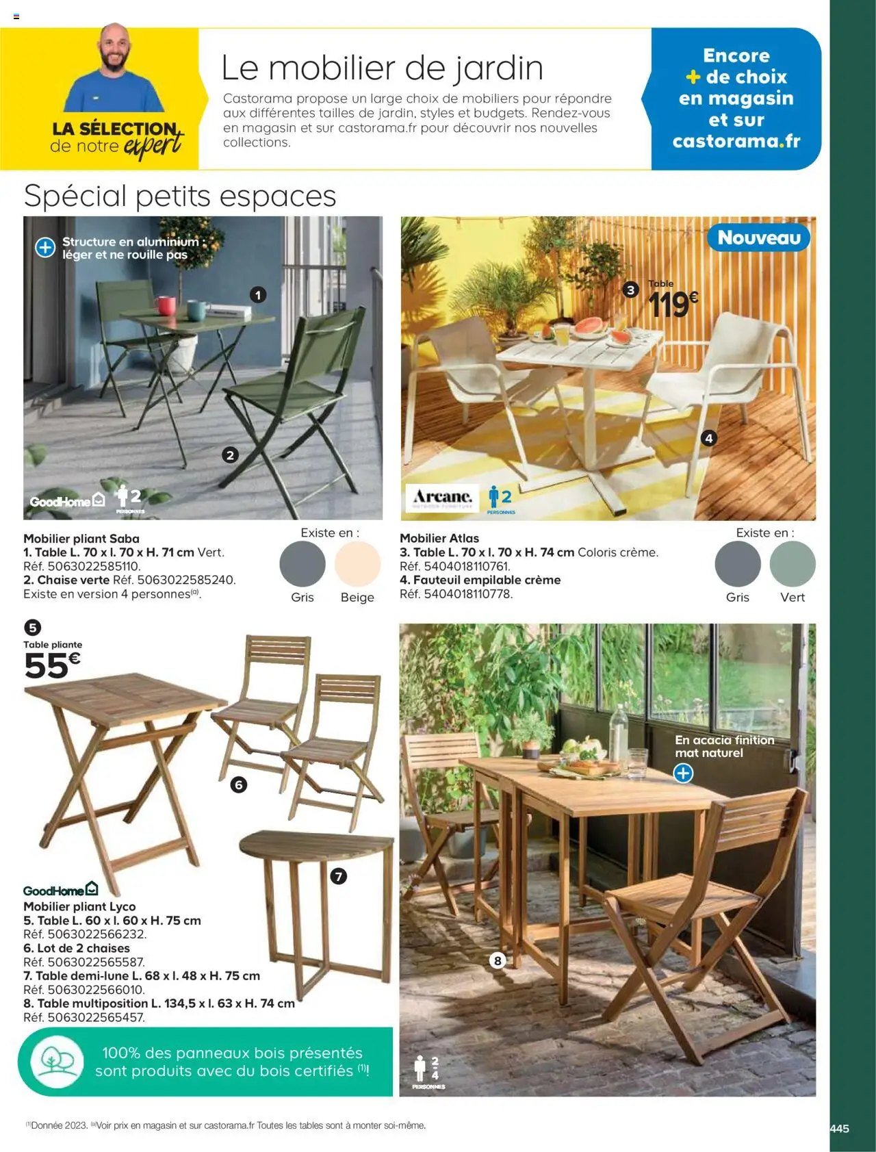  | Page: 445 | Produits: Fauteuil, Table, Mobilier de jardin, Crème