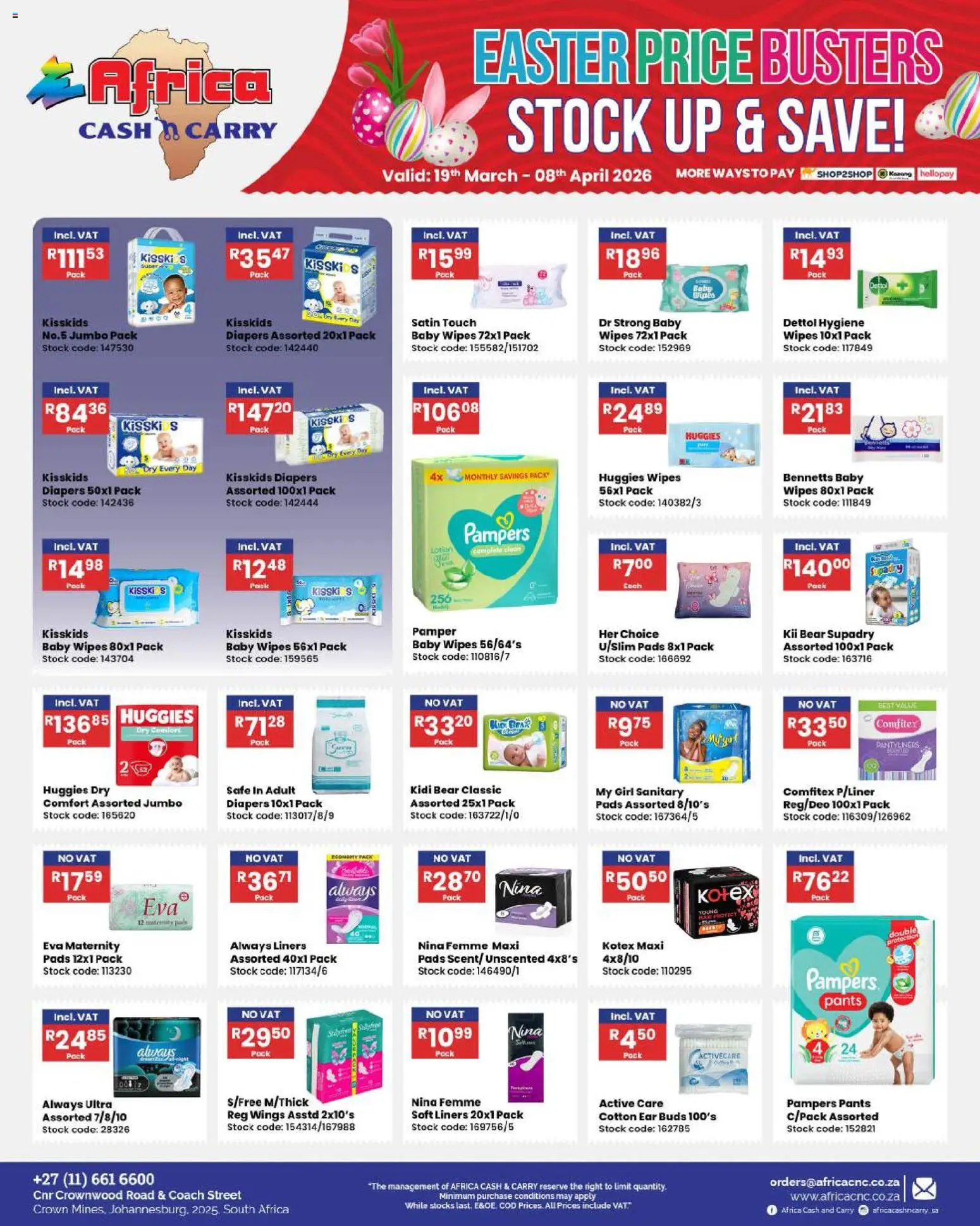New Africa Cash & Carry catalogue – valid from 19.03.2026 | Page: 10 | Products: Pants, Pads, Stock