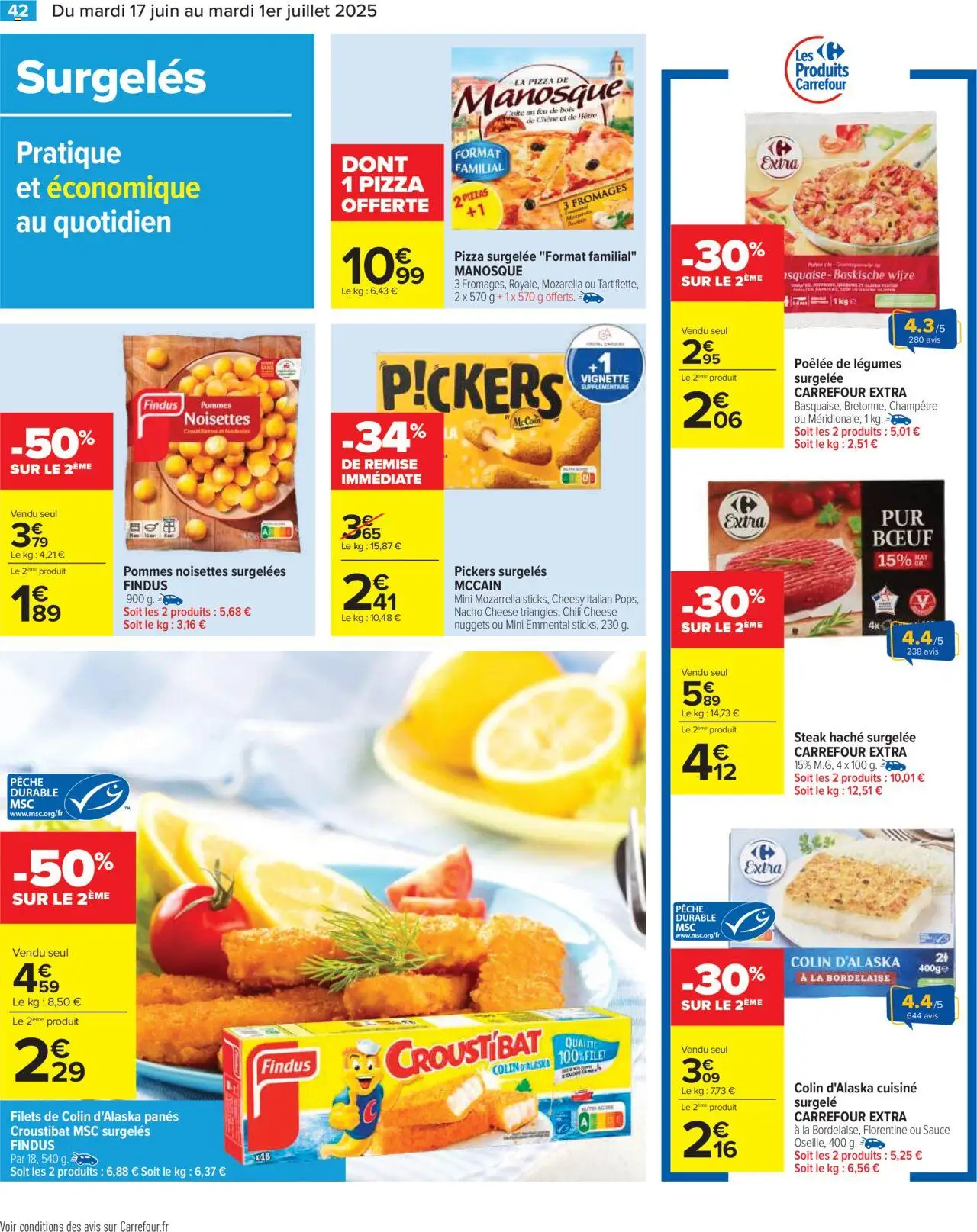  | Page: 44 | Produits: Pizza surgelée, Pêche, Noisettes, Emmental