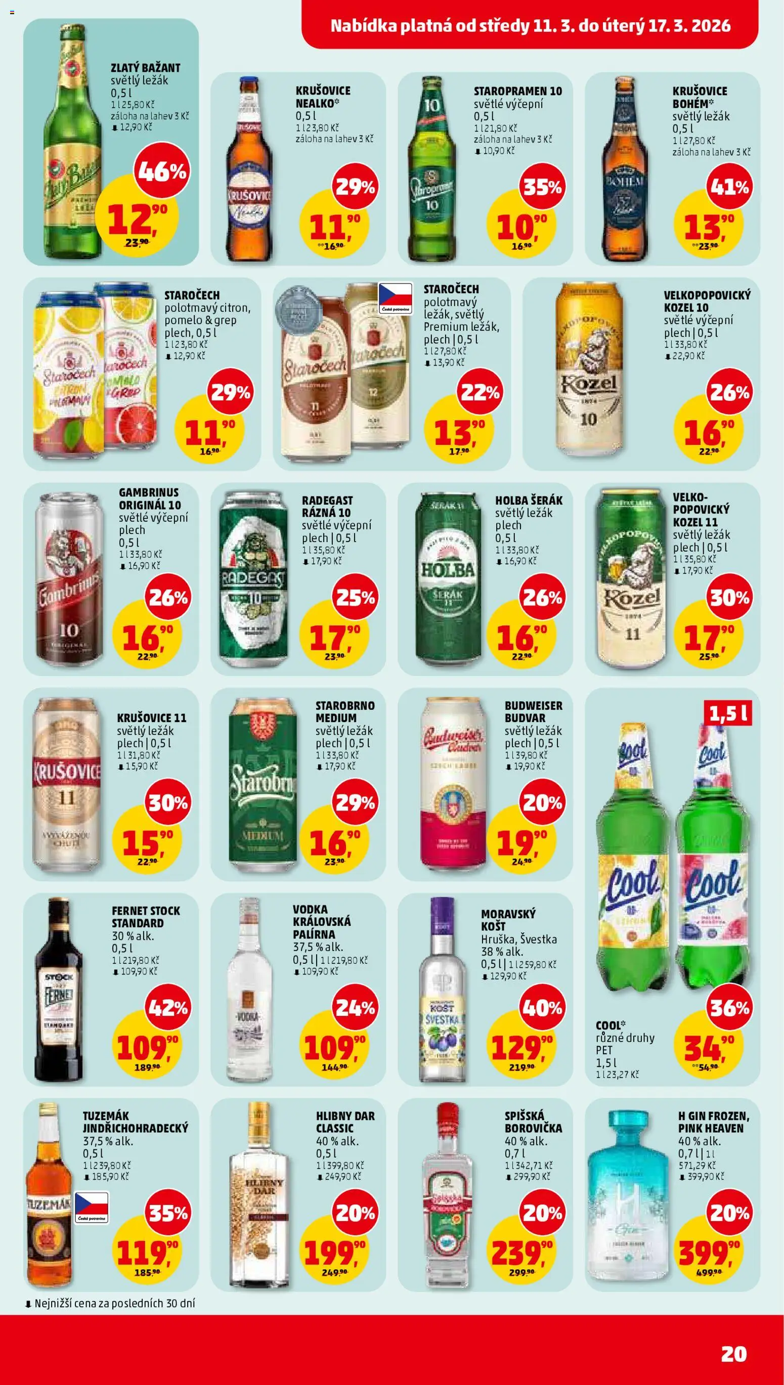 Penny Market leták od 11.03.2026 | Strana: 20 | Produkty: Starobrno, Budvar, Gin, Grep