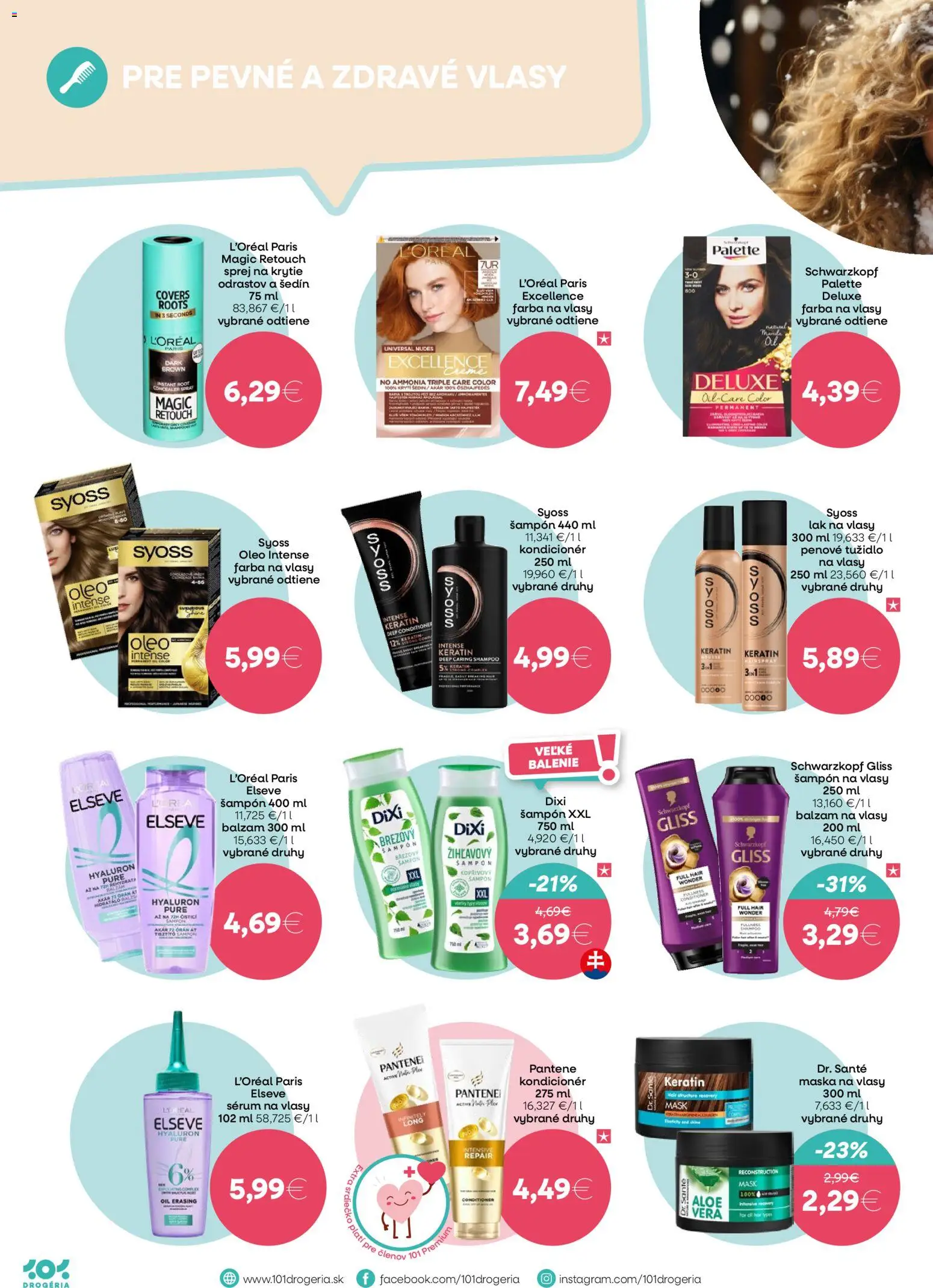 Nové 101 drogerie akcie – leták je platný od 07.01.2026 | Strana: 4 | Produkty: Šampón, Maska na vlasy, Lak na vlasy, Farba na vlasy