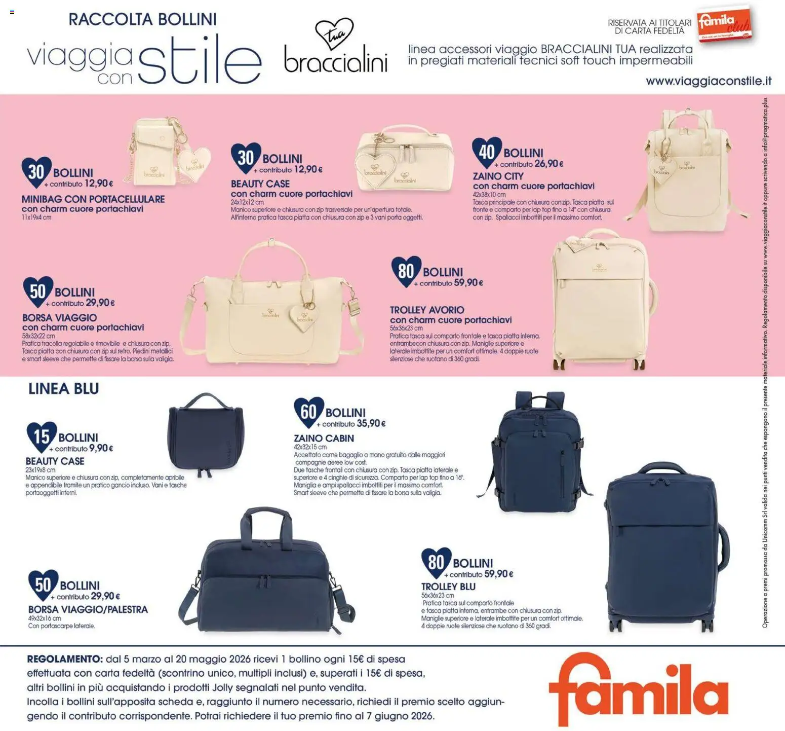 Volantino Famila del 05.03.2026 | Pagina: 3 | Prodotti: Zaino, Top, Borsa, Trolley