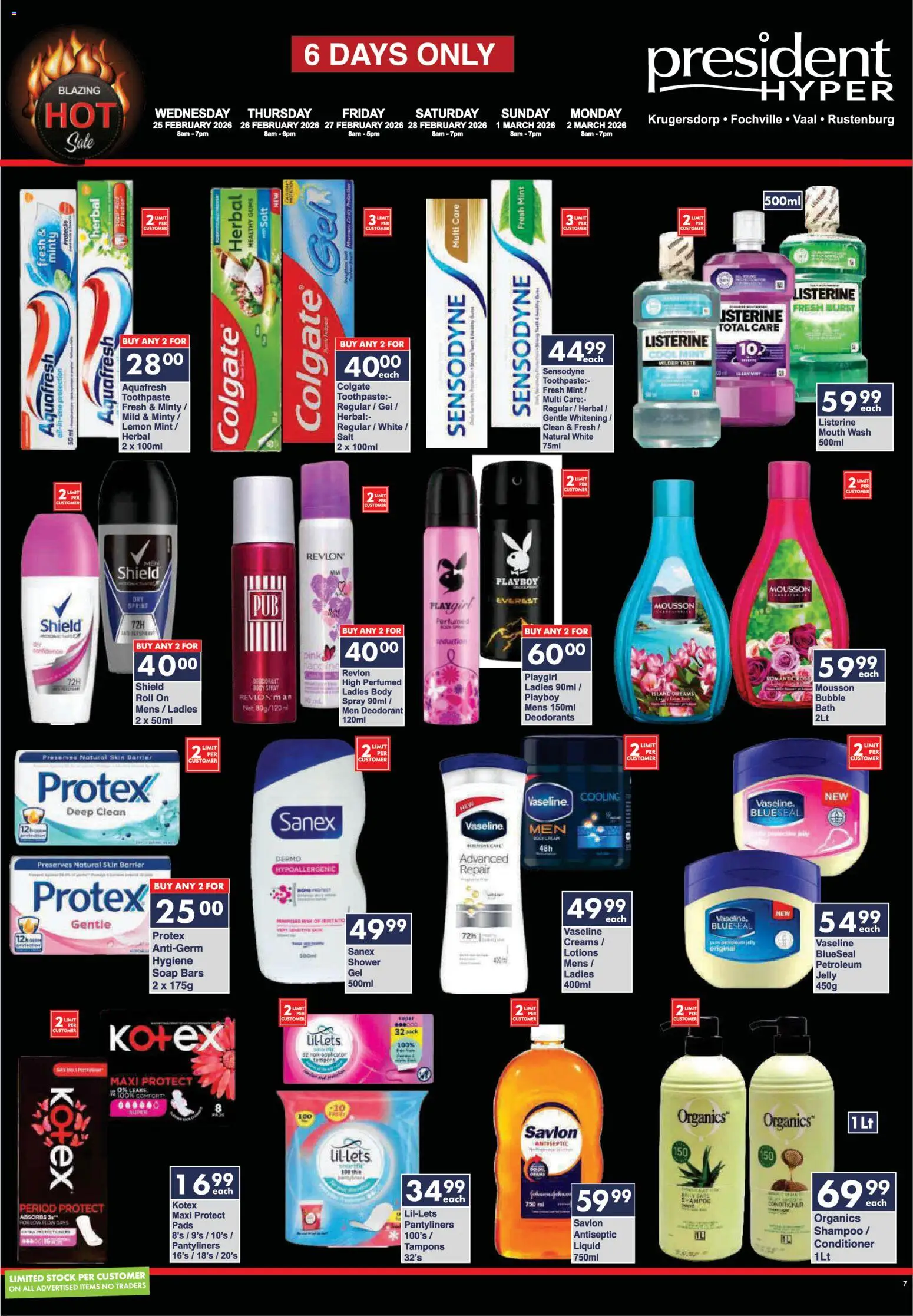 New President Hyper catalogue – valid from 25.02.2026 | Page: 7 | Products: Stock, Deodorant, Mouth wash, Lemon