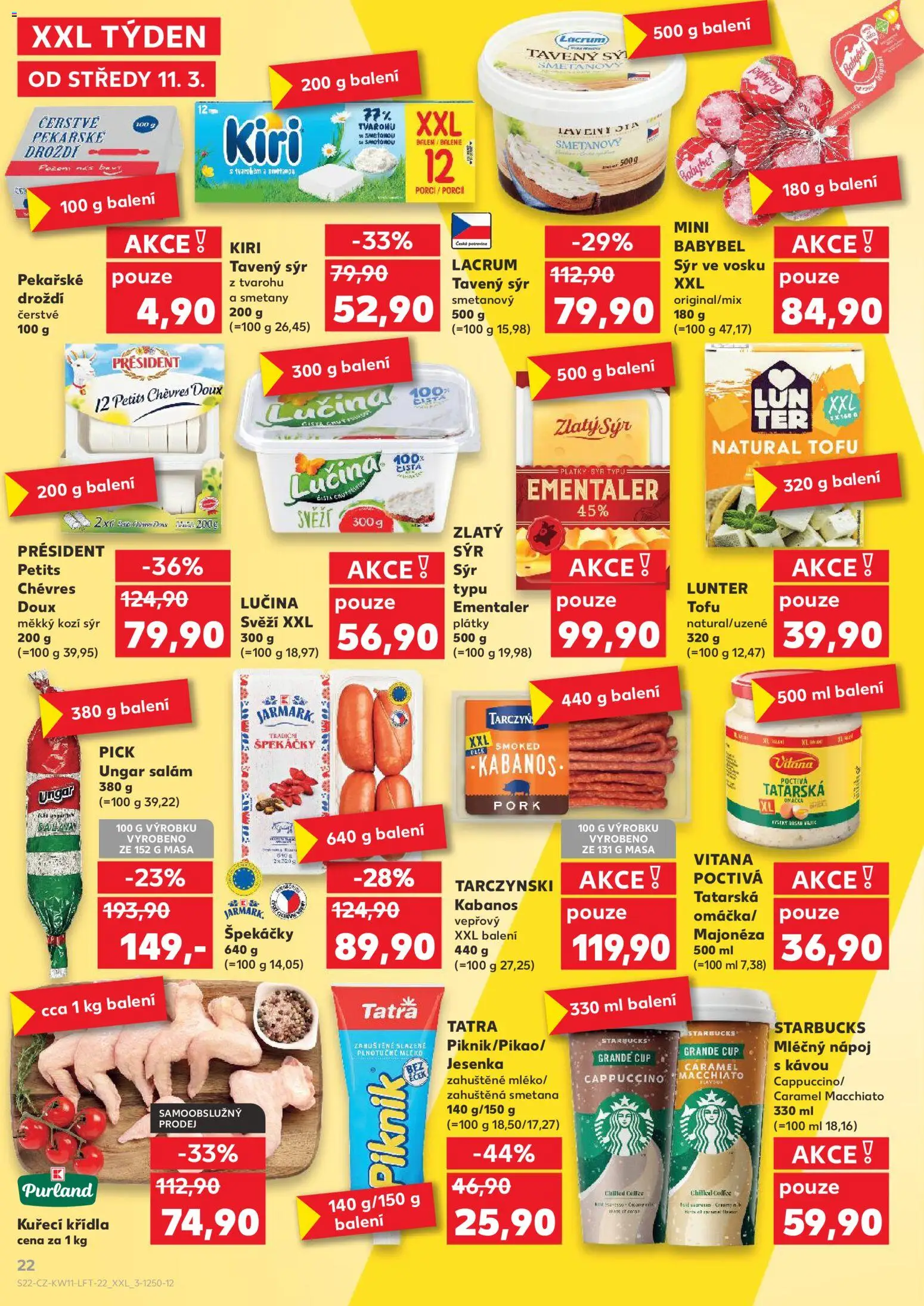 Kaufland leták - Praha 4 od 11.03.2026 | Strana: 22 | Produkty: Tavený sýr, Tofu, Cappuccino, Kozí sýr