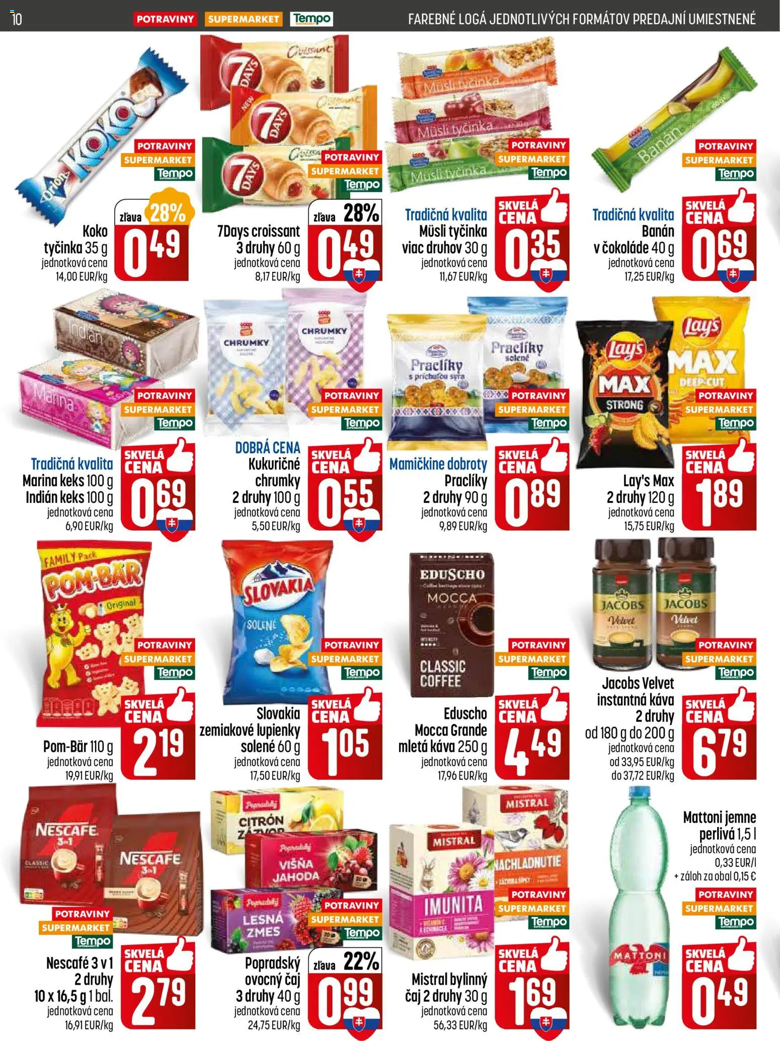 Nové COOP Jednota akcie – leták je platný od 22.01.2026 | Strana: 10 | Produkty: Jacobs Velvet, Káva, Croissant, Mattoni
