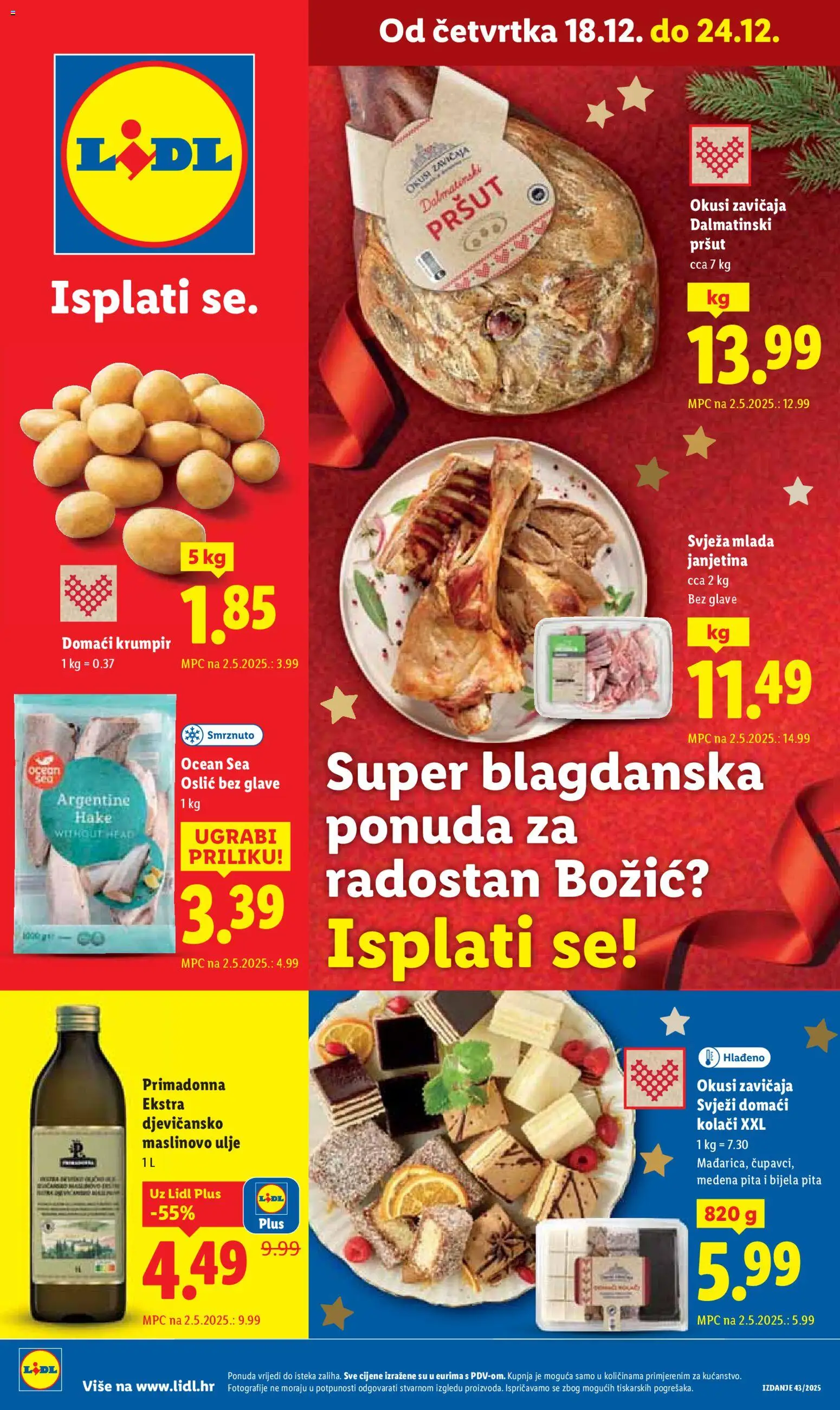 Lidl katalog | vrijedi od 18.12.2025 | Stranica: 1 | Proizvodi: Ulje, Pršut, Pita, Oslić