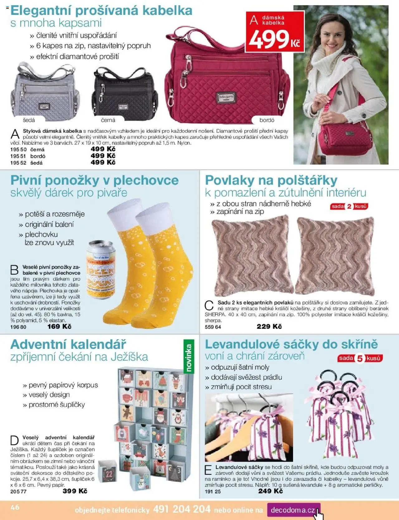 Decodoma katalog Vánoce 2025 od 09.10.2025 | Strana: 46 | Produkty: Polštářky, Kabelka, Kabelky, Dekorace