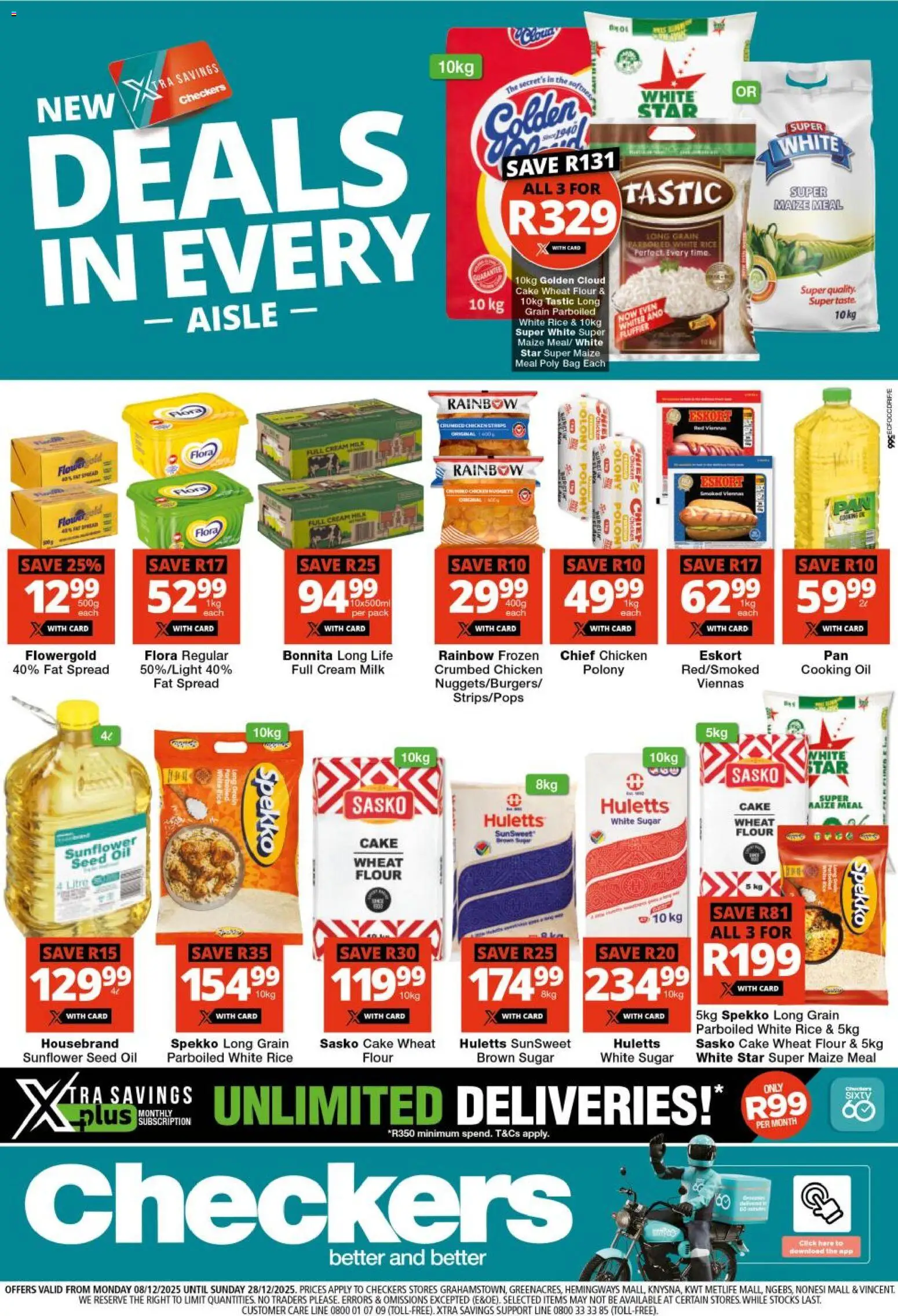 New Checkers catalogue – valid from 08.12.2025 | Page: 1 | Products: Bag, Polony, Fat spread, Sugar