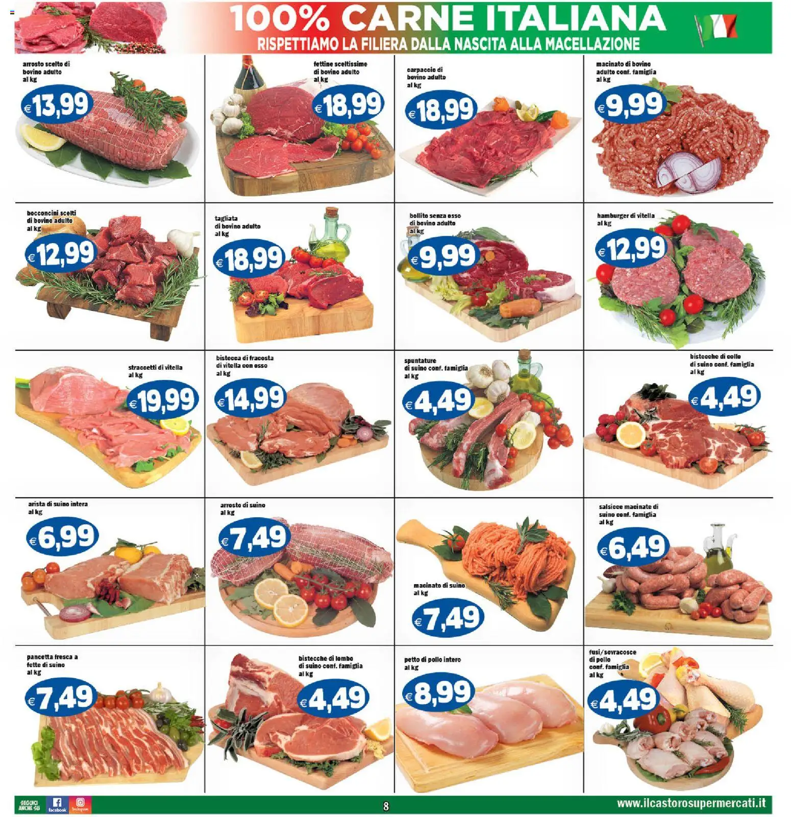 Volantino Il Castoro del 07.01.2026 | Pagina: 8 | Prodotti: Bovino, Petto di Pollo, Pancetta, Macinato