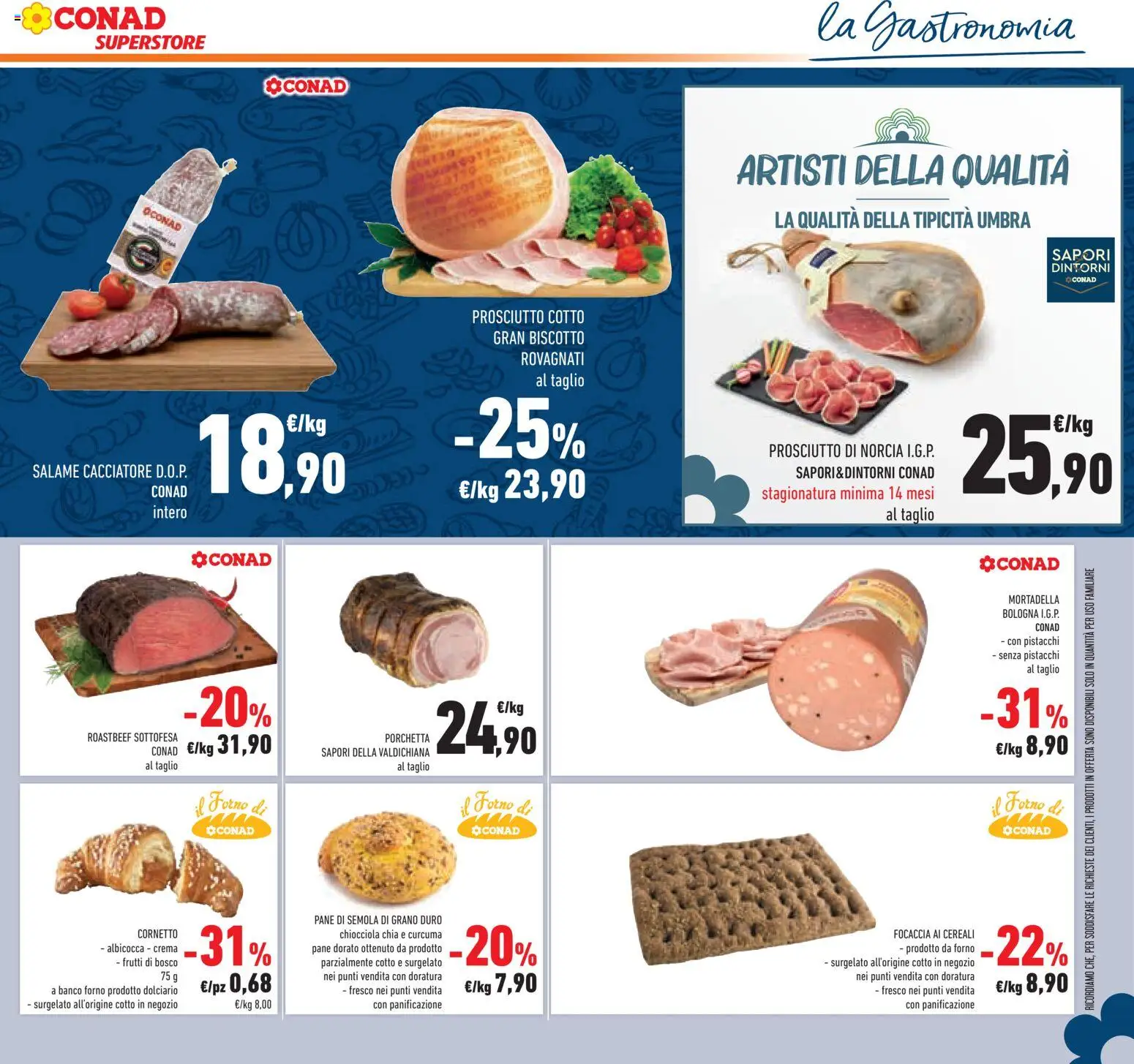 Volantino Conad del 14.01.2026 | Pagina: 19 | Prodotti: Cornetto, Focaccia, Prosciutto, Il forno