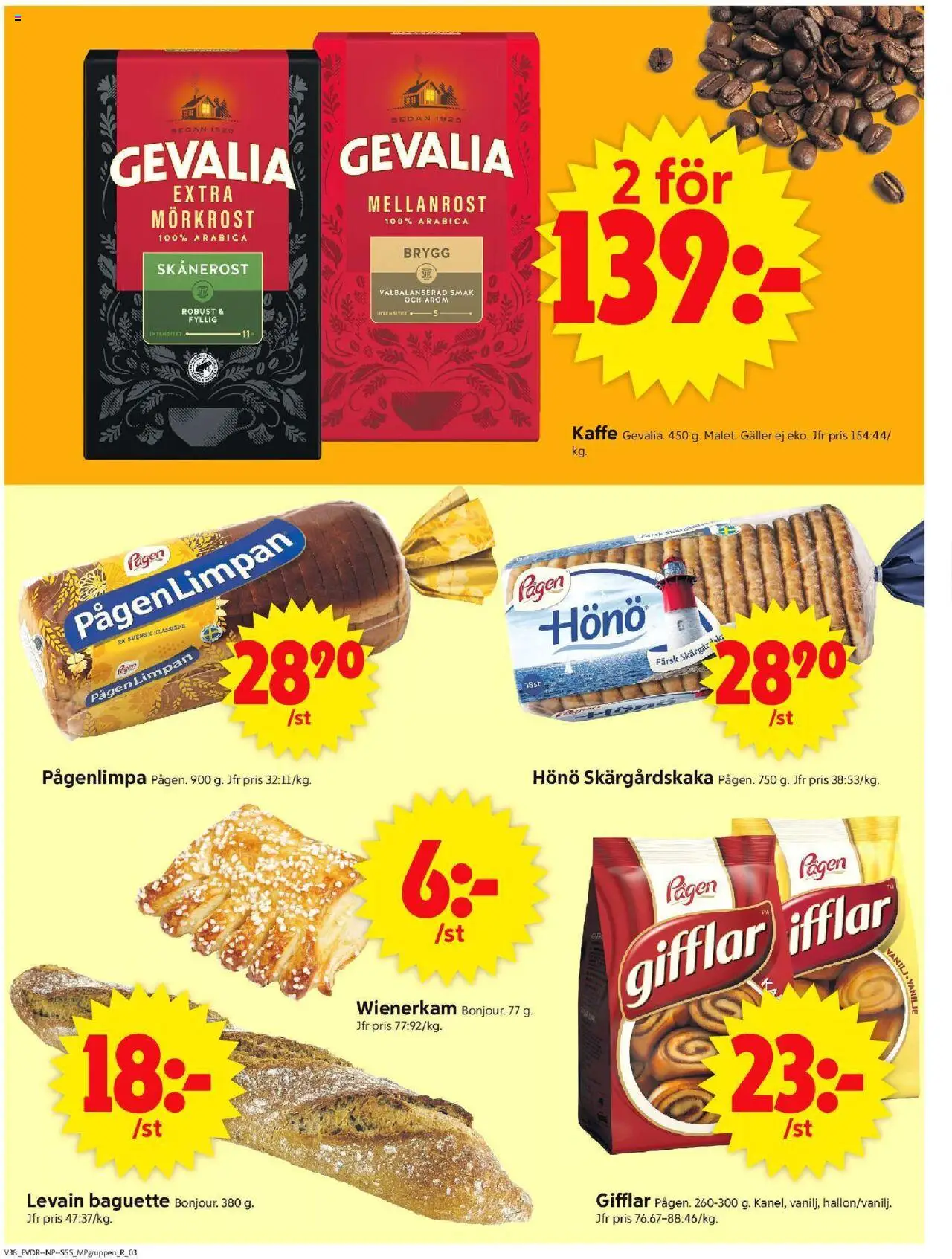 ICA Supermarket reklamblad aktuell från 15.09.2025 | Sida: 12 | Produkter: Gifflar, Galler, Levain, Kaffe