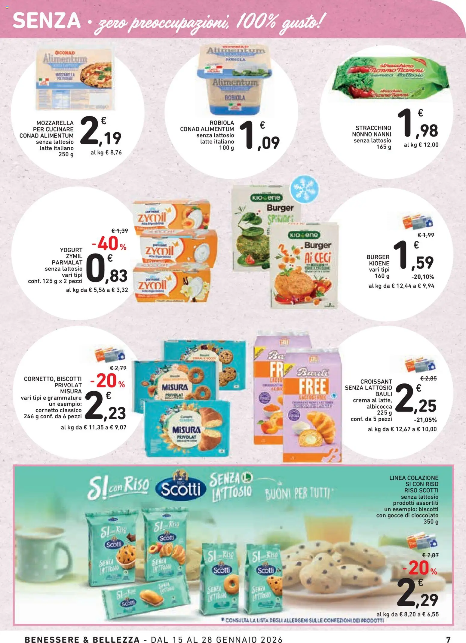 Volantino Conad del 15.01.2026 | Pagina: 7 | Prodotti: Yogurt, Mozzarella, Stracchino, Croissant