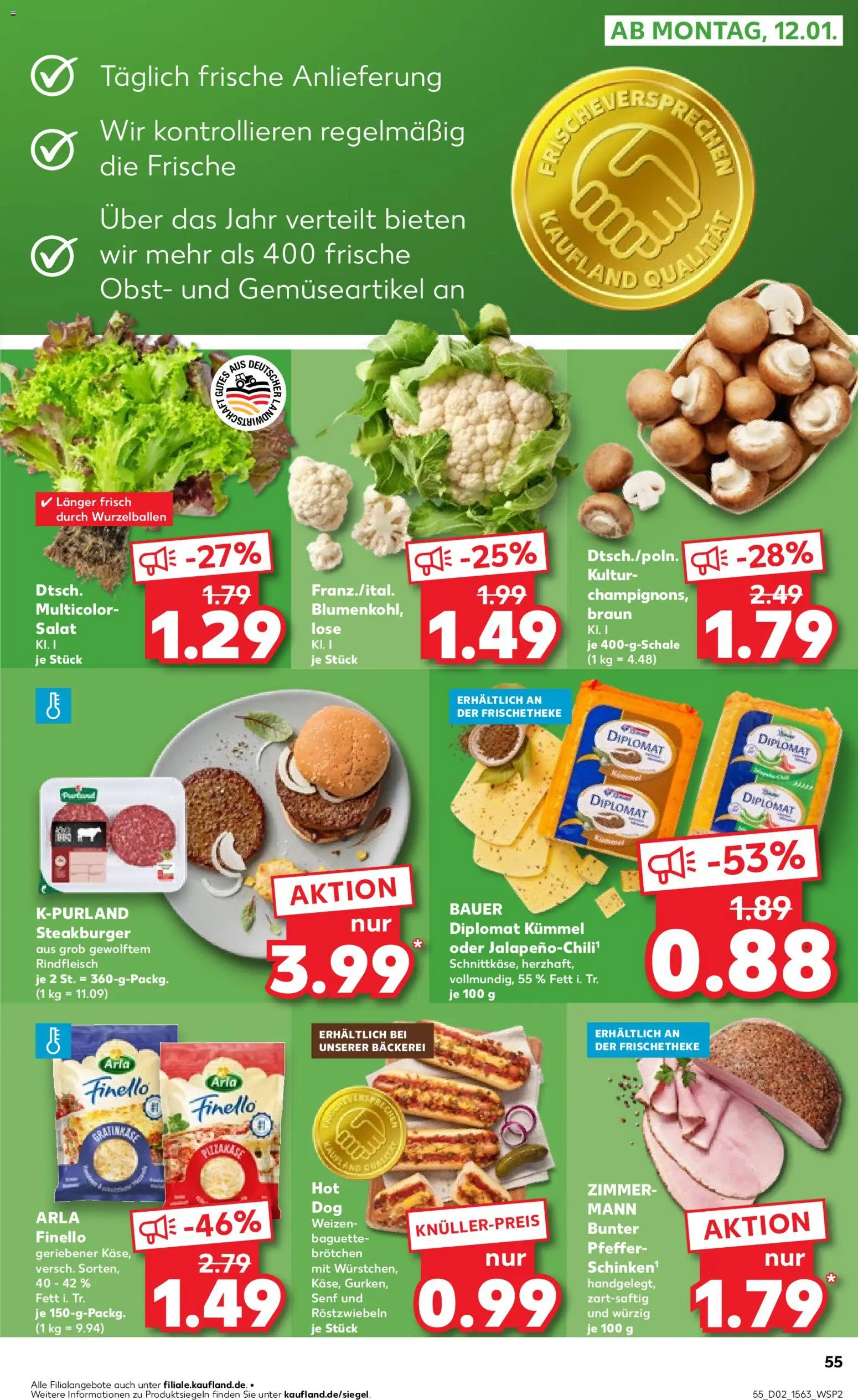 Kaufland prospekt Kiel	 – gültig ab 08.01.2026 | Seite: 55 | Produkte: Burger, Baguette, Pfeffer, Salat