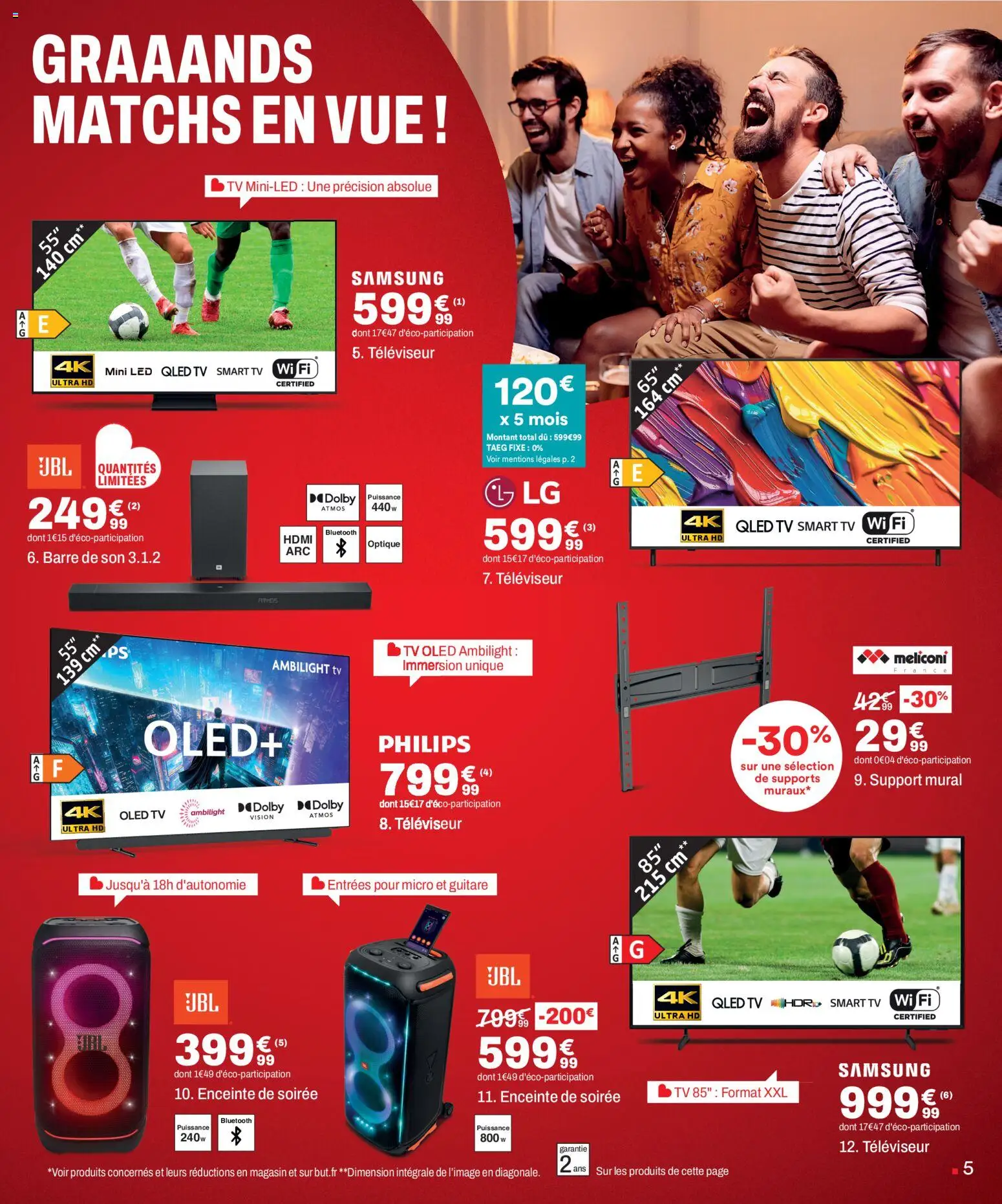 {H1} | Page: 5 | Produits: Televiseur, Guitare, Smart TV, Barre de son