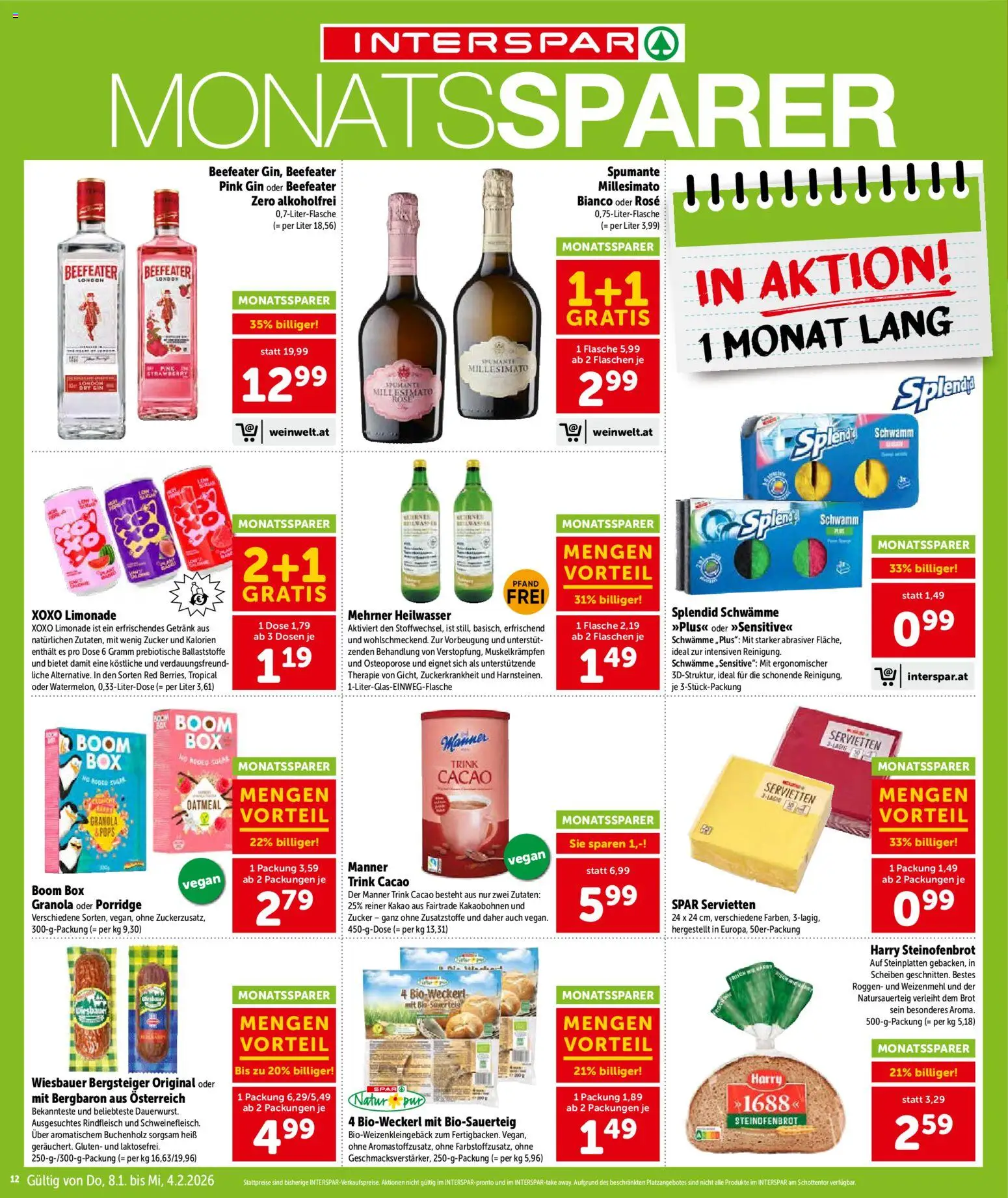 Interspar Flugblatt - Tirol gültig ab 08.01.2026 | Seite: 12 | Produkte: Gin, Zucker, Box, Rindfleisch