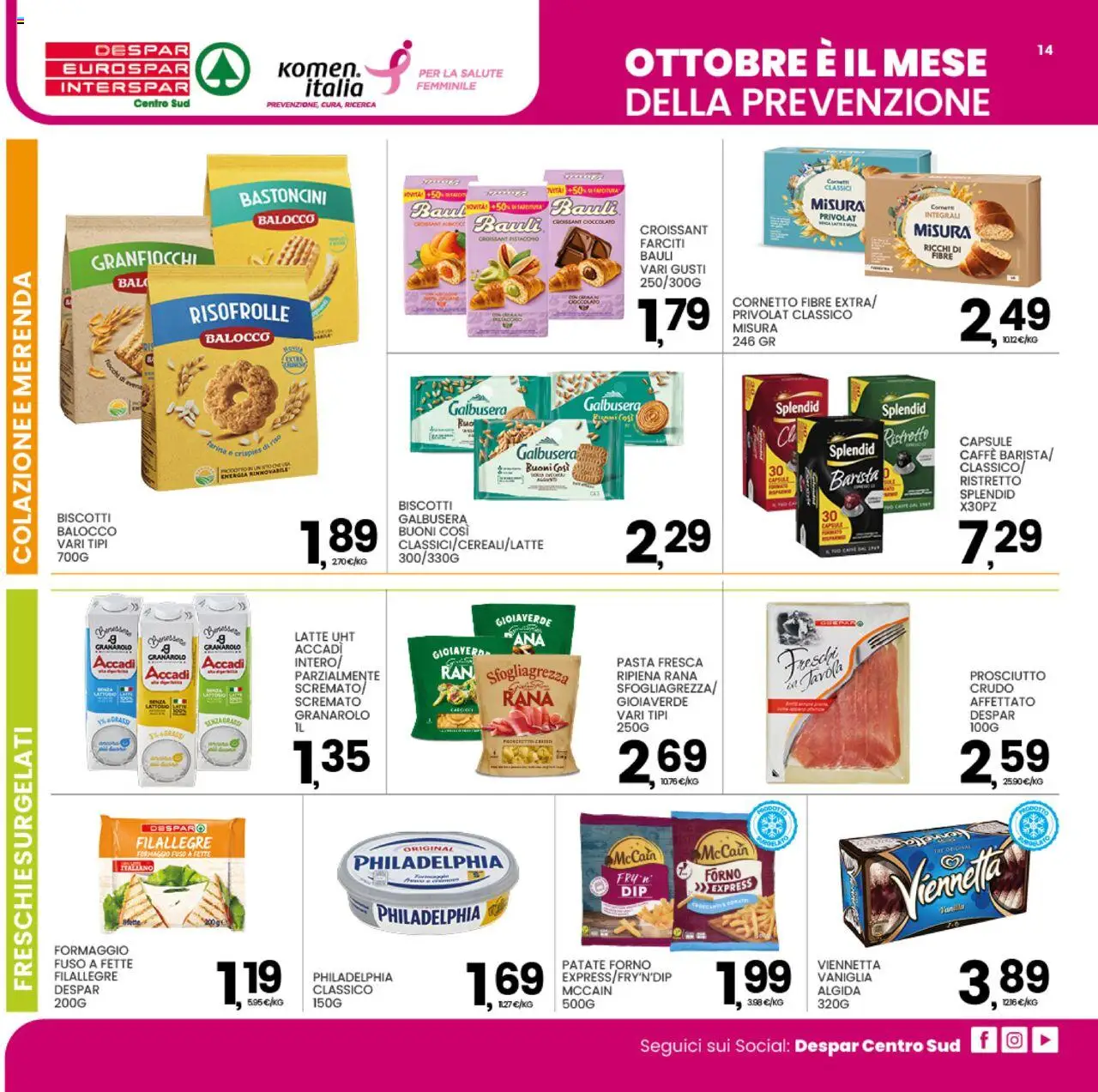 Volantino Interspar del 13.10.2025 | Pagina: 14 | Prodotti: Caffè, Cioccolato, Formaggio, Croissant
