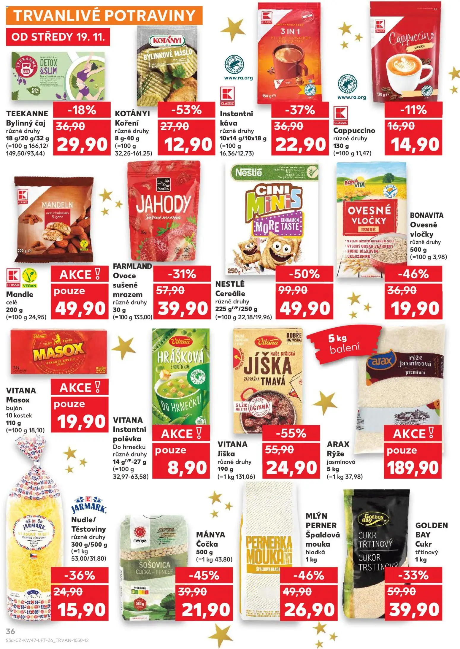 Kaufland leták - Praha 4 od 19.11.2025 | Strana: 36 | Produkty: Ovoce, Rýže, Cappuccino, Špaldová mouka