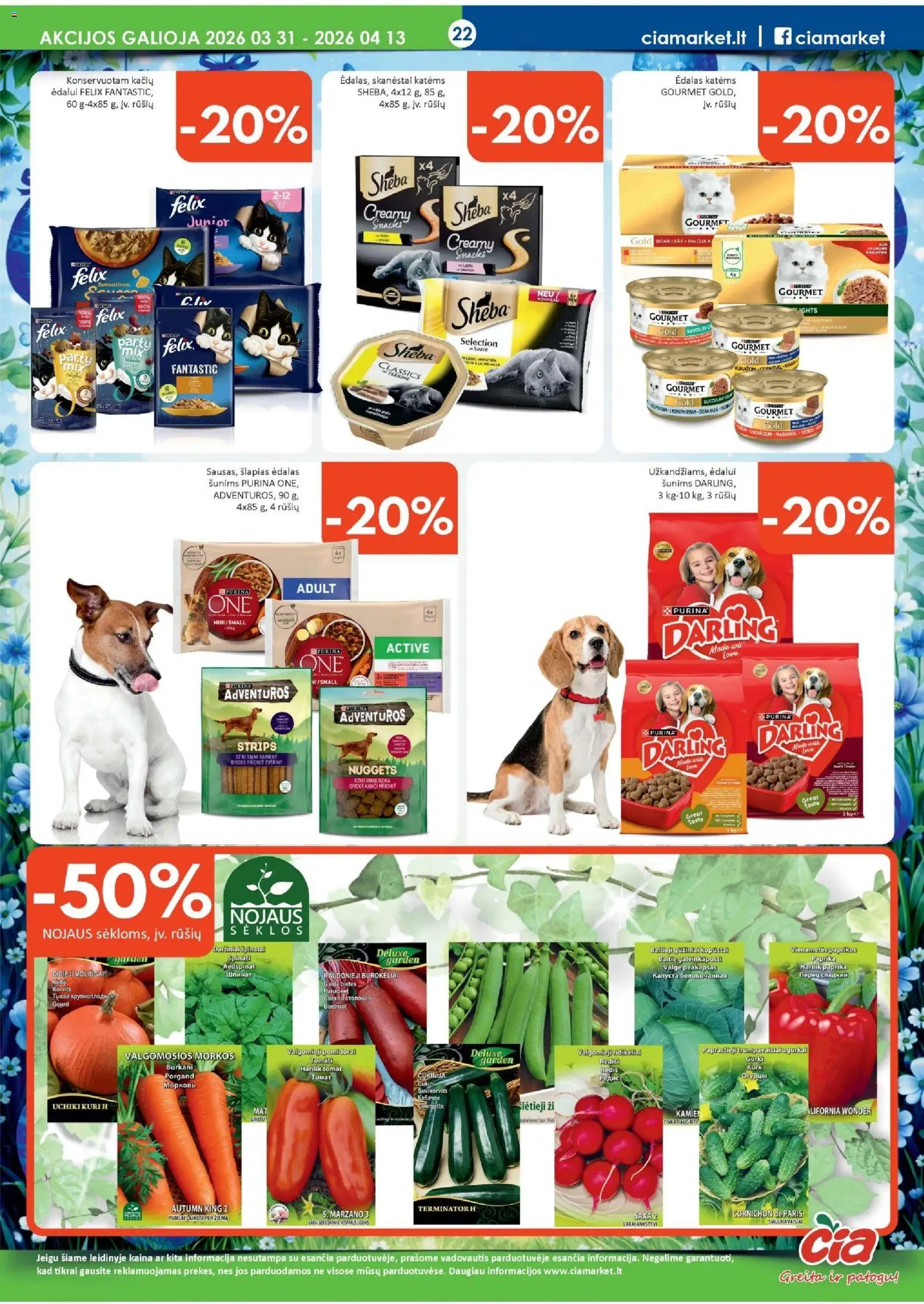 ČIA MARKET akcijos nuo 31.03.2026 | Puslapis: 22 | Prekių: Paprika, Agurkai, Sėklos, Morkos