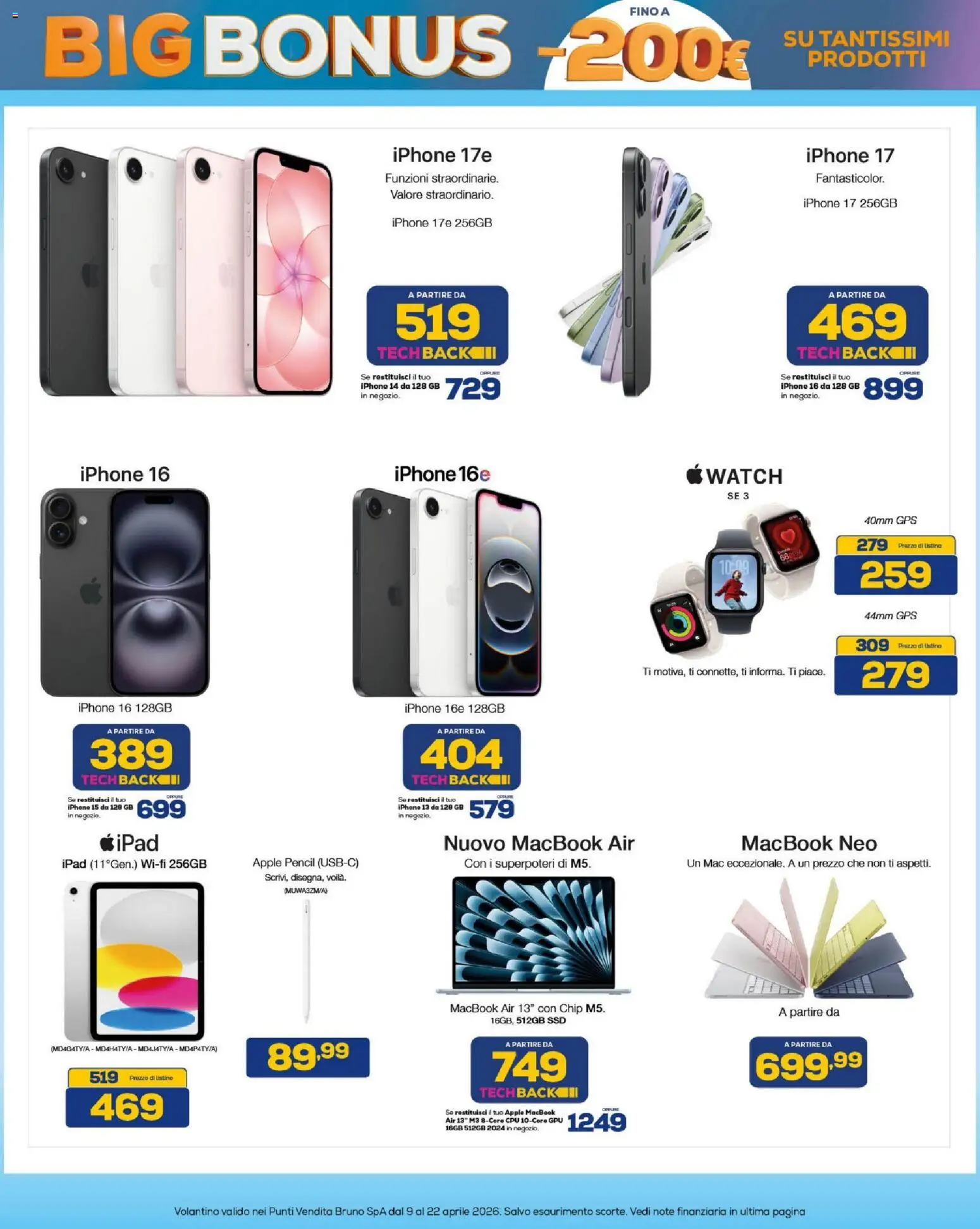 Volantino BRUNO del 09.04.2026 | Pagina: 13 | Prodotti: Macbook air, Iphone, Ipad, Macbook