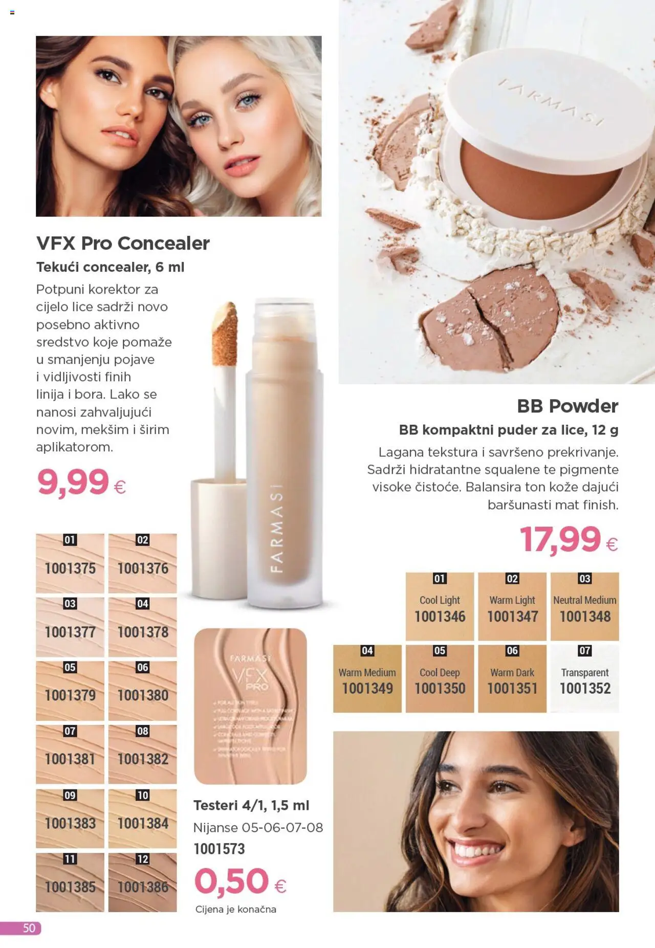Farmasi katalog | vrijedi od 01.08.2025 | Stranica: 50 | Proizvodi: Concealer, Puder, Korektor