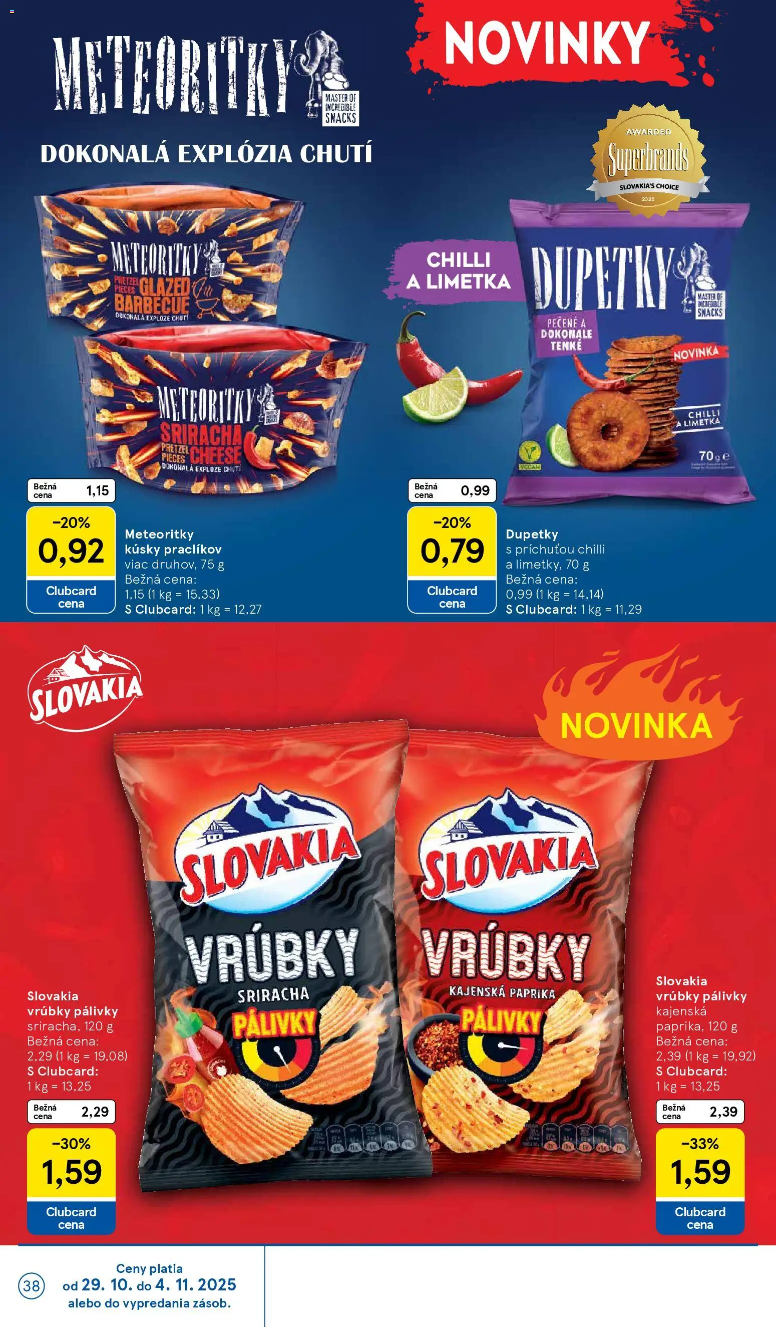 Nové Tesco akcie – leták je platný od 29.10.2025 | Strana: 38 | Produkty: Paprika, Limetka, Chilli