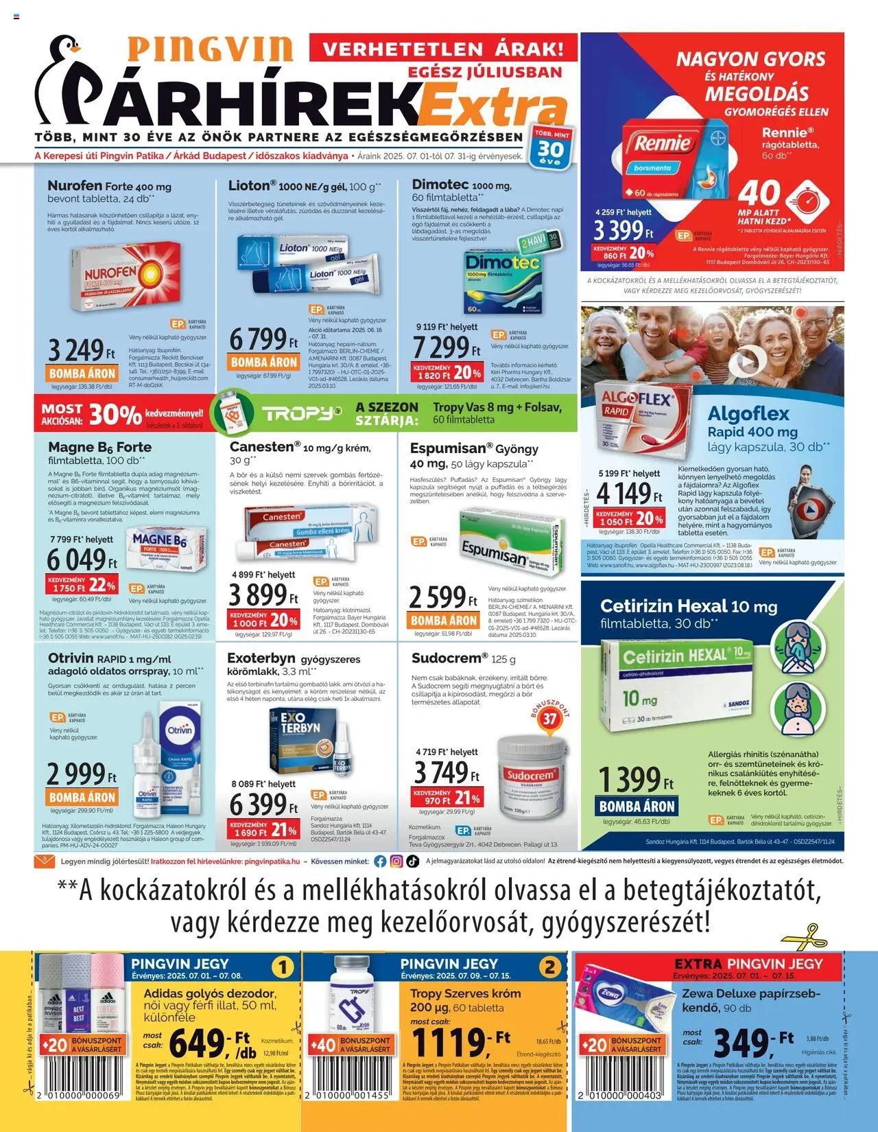 Pingvin Patika akciós ujság - amely érvényes a következő dátumtól: 01.07.2025 | Oldal: 1 | Termékek: Gomba, Bor