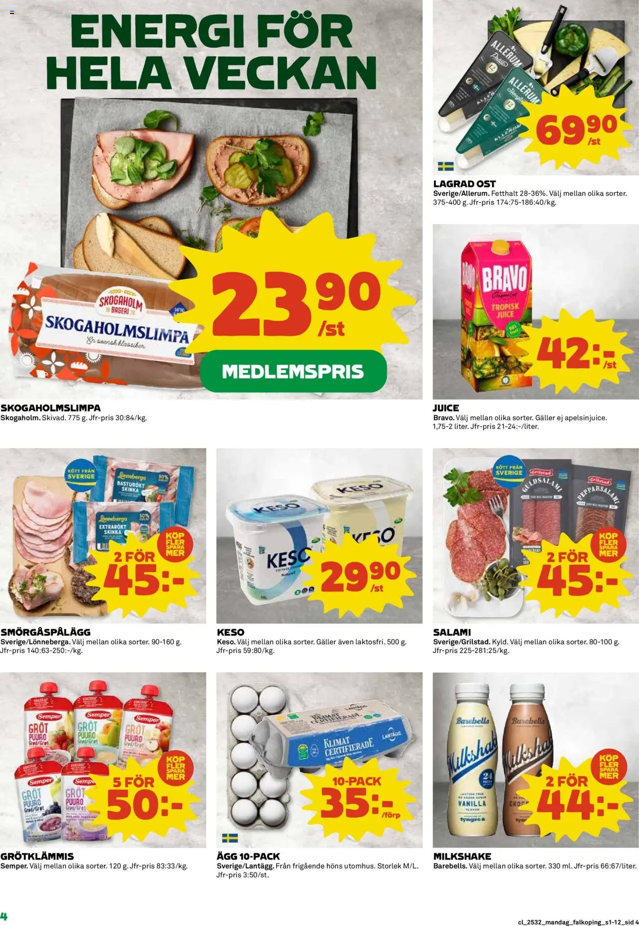 Coop reklamblad aktuell från 04.08.2025 | Sida: 4 | Produkter: Ägg, Salami, Skinka, Keso