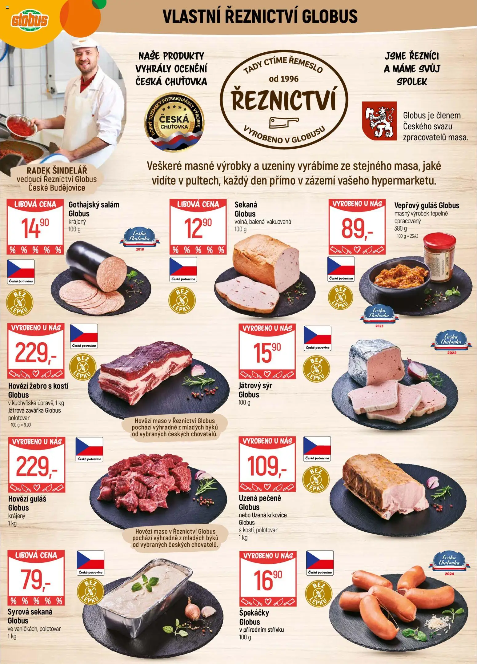 Globus leták - České Budějovice od 25.02.2026 | Strana: 6 | Produkty: Globus, Hovězí maso, Gothajský salám, Guláš