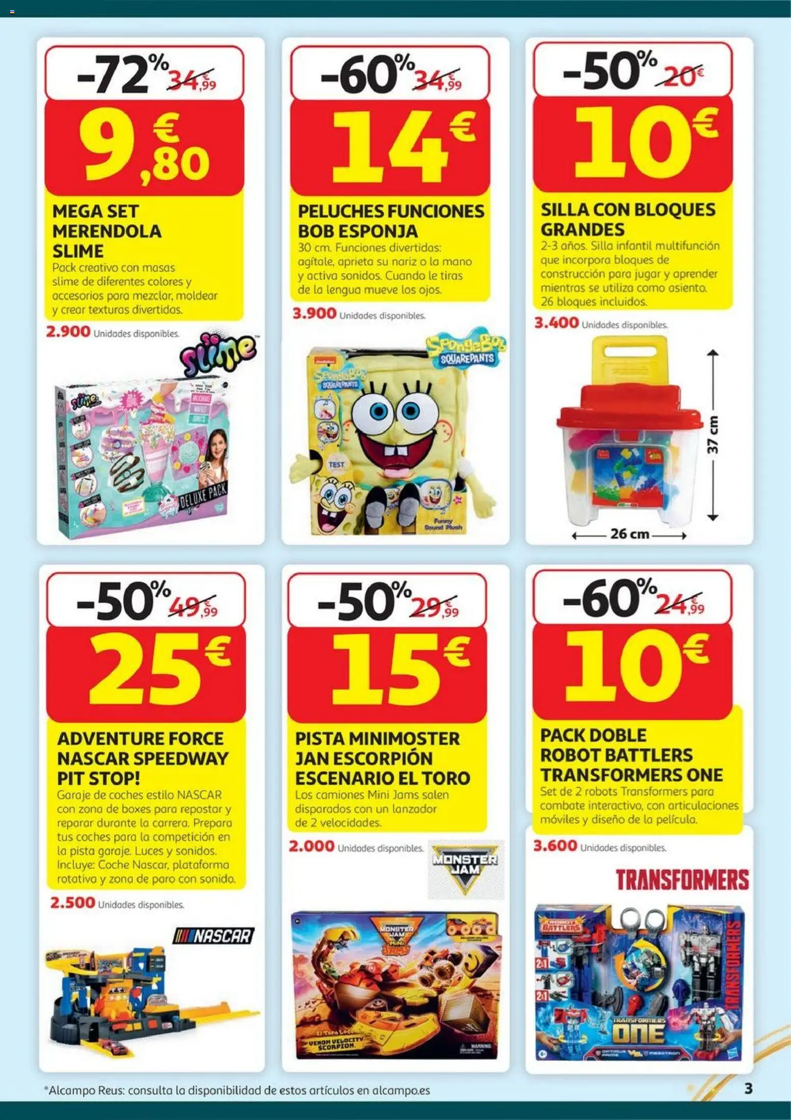 Alcampo - Juguetes │ válido desde el 23.10.2025 | Página: 3 | Productos: Esponja, Robot, Silla
